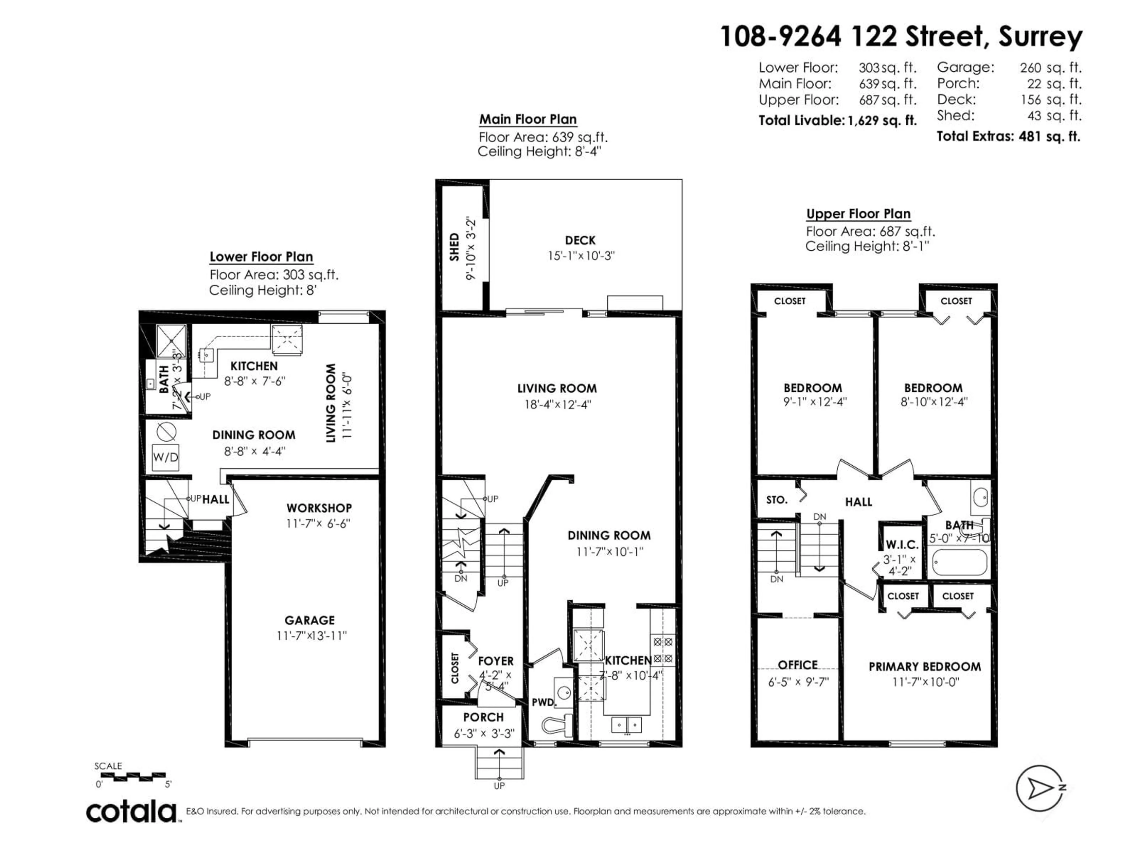 Floor plan for 108 - 9264 122, Surrey British Columbia V3V4L5