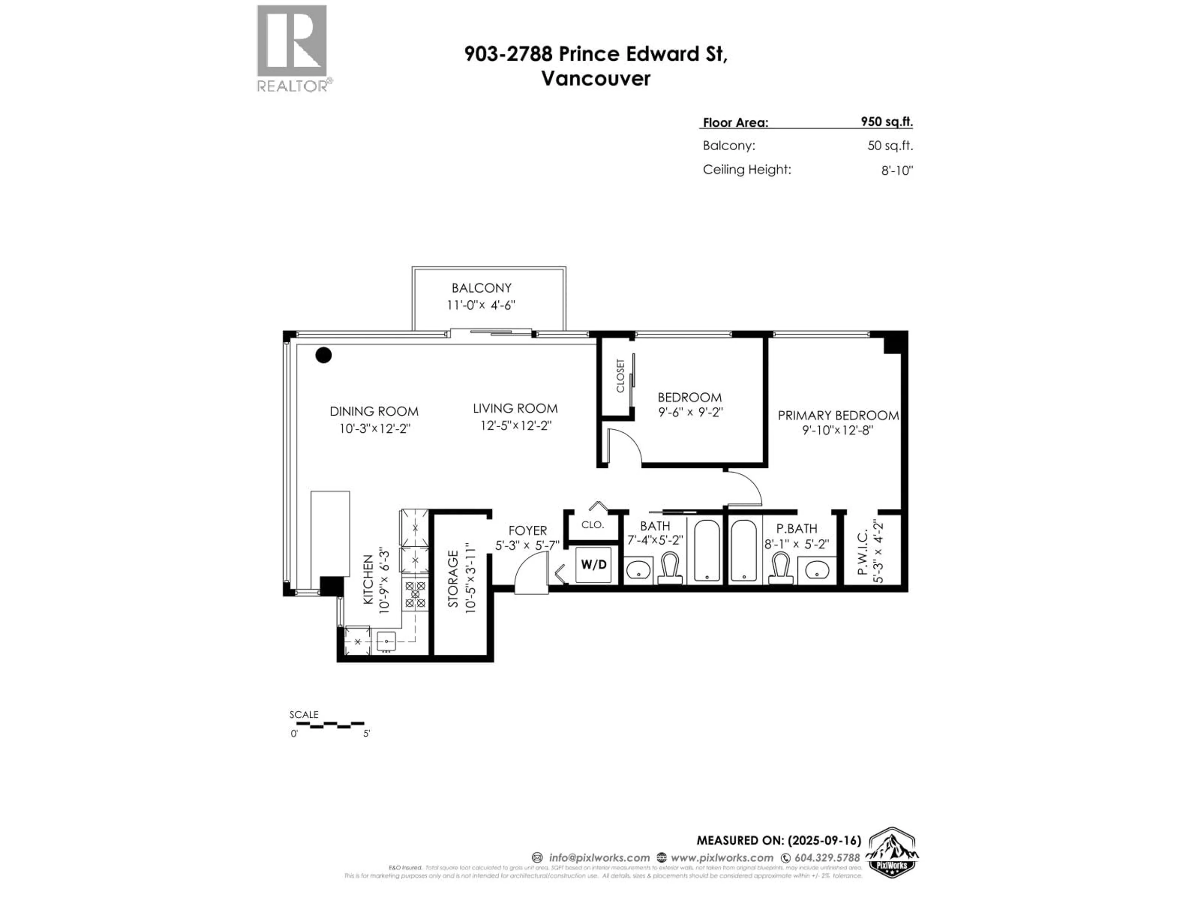 Floor plan for 903 - 2788 PRINCE EDWARD STREET, Vancouver British Columbia V5T0C8