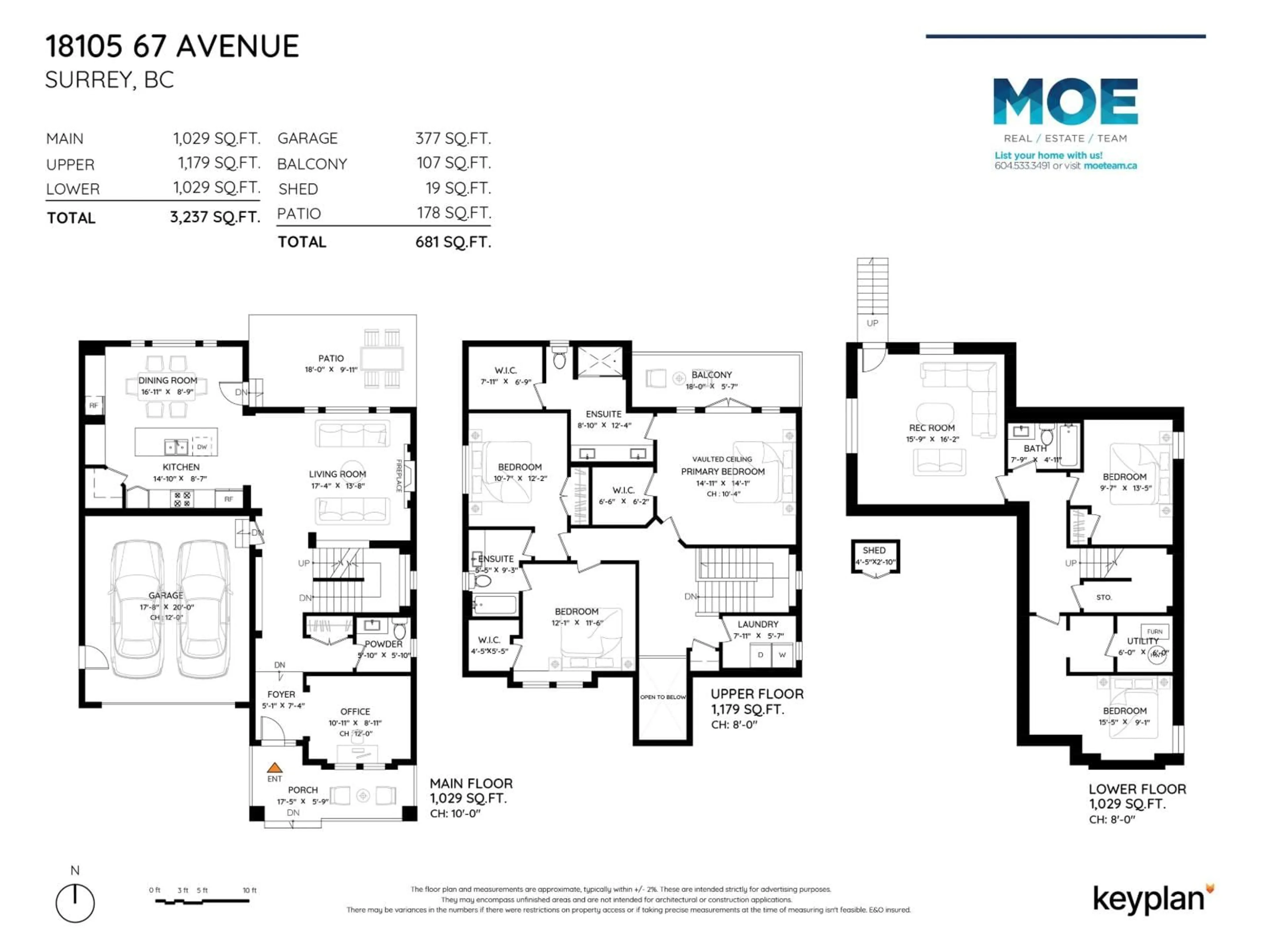 Floor plan for 18105 67, Surrey British Columbia V3S7H7