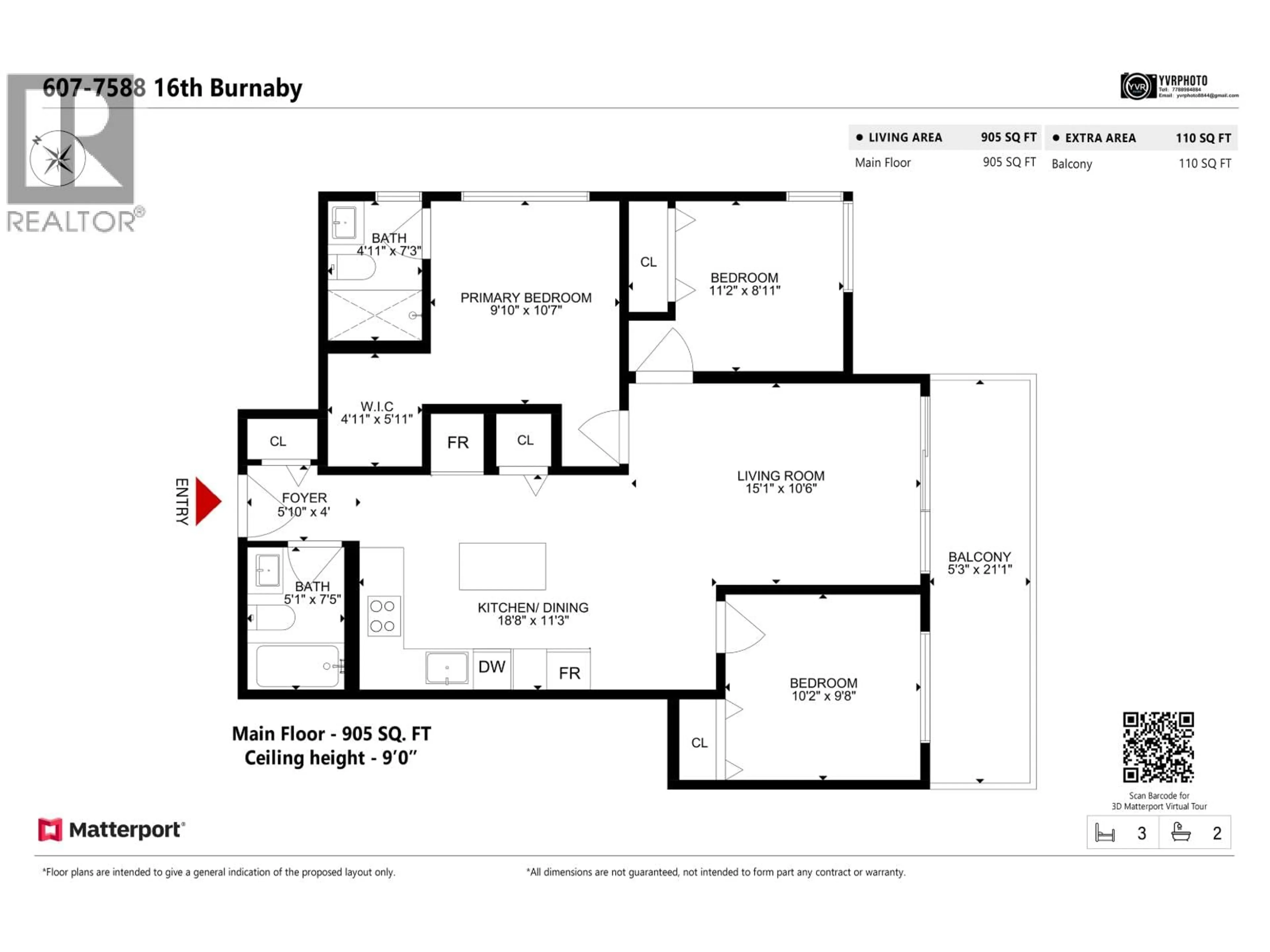 Floor plan for 607 - 7588 16TH STREET, Burnaby British Columbia V3N0H8