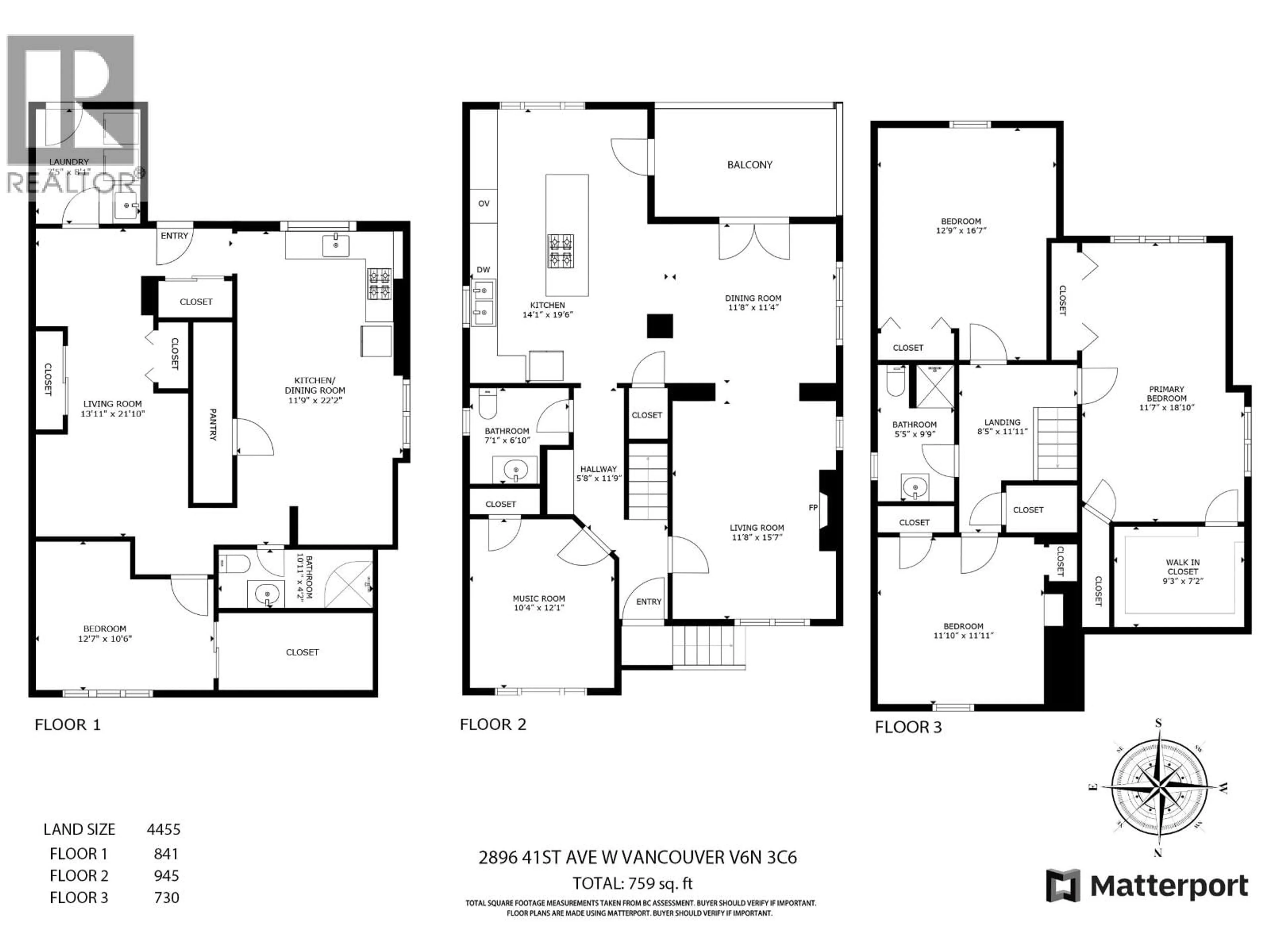 Floor plan for 2896 41ST AVENUE, Vancouver British Columbia V6N3C6
