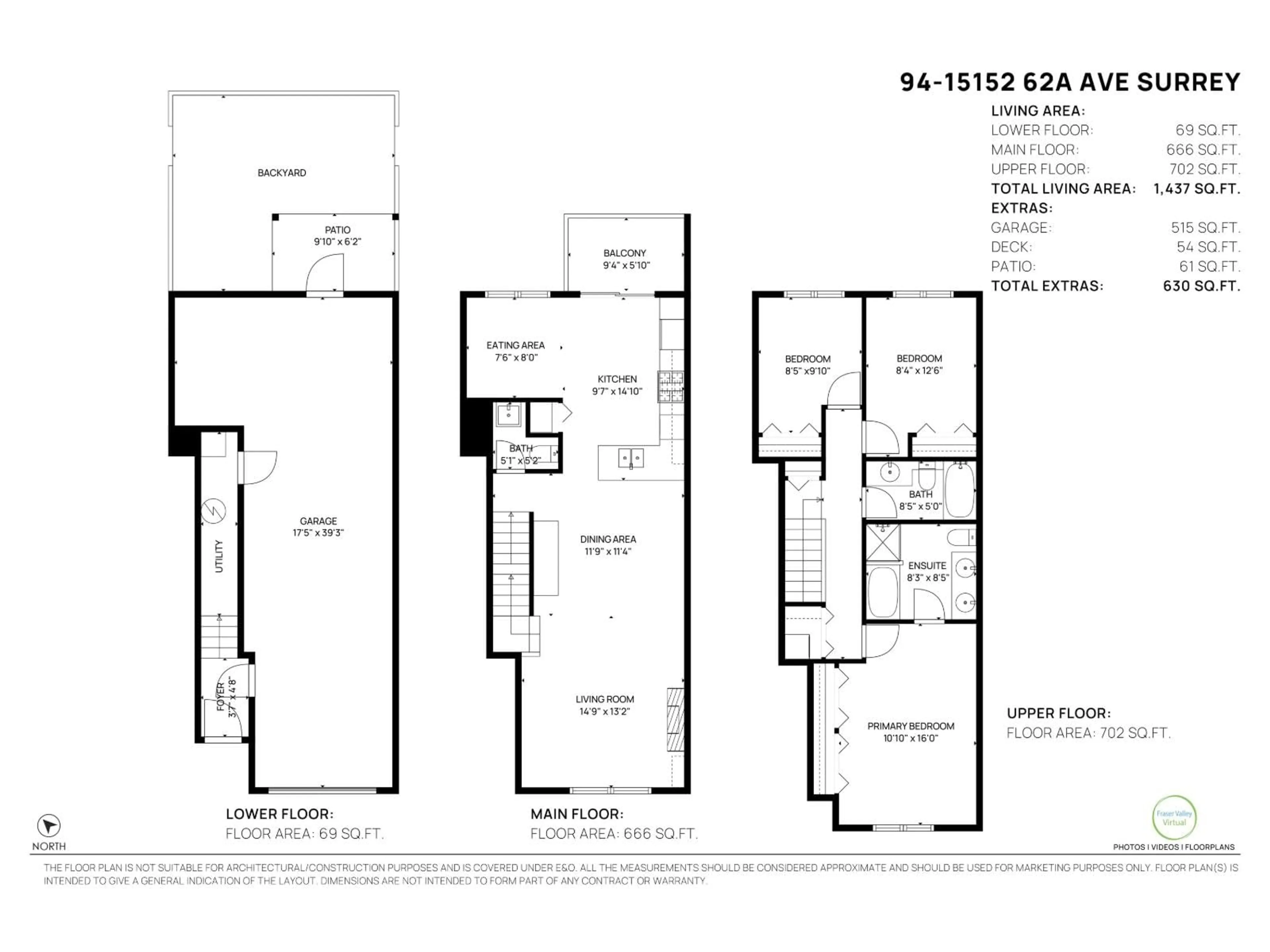 Floor plan for 94 - 15152 62A, Surrey British Columbia V3S1V1