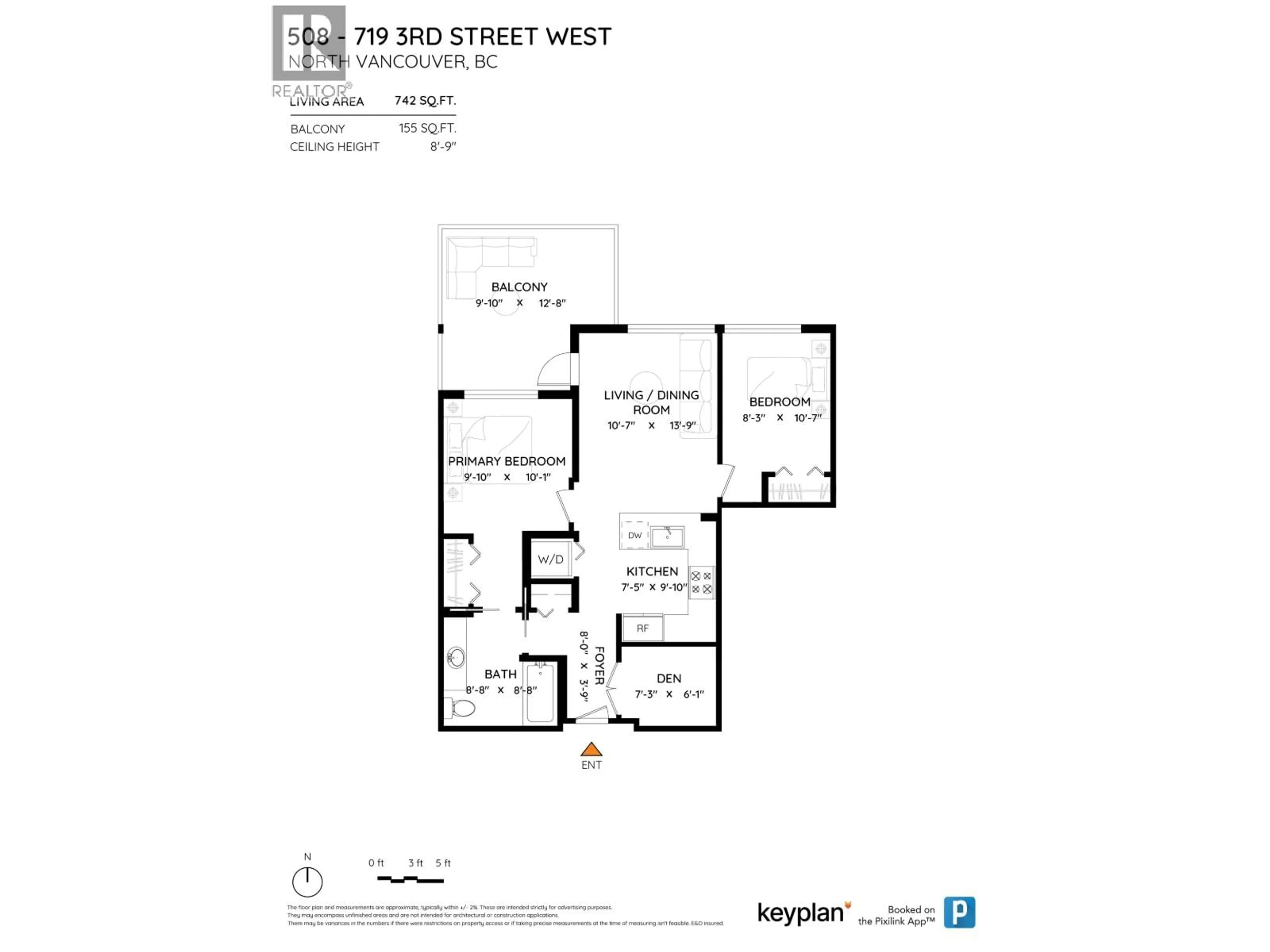 Floor plan for 508 - 719 3RD STREET, North Vancouver British Columbia V7M0E7