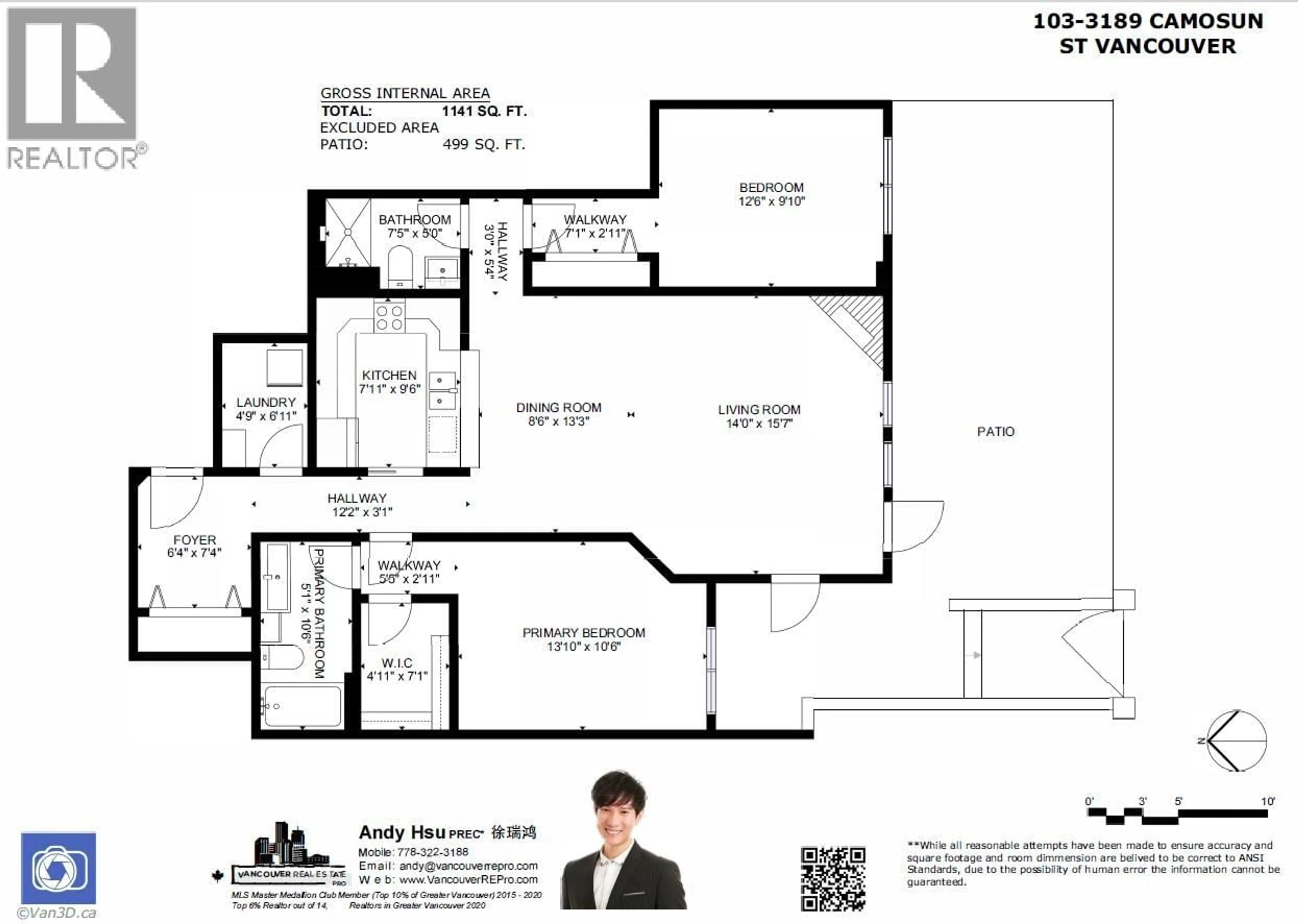 Floor plan for 103 - 3189 CAMOSUN STREET, Vancouver British Columbia V6R3X2