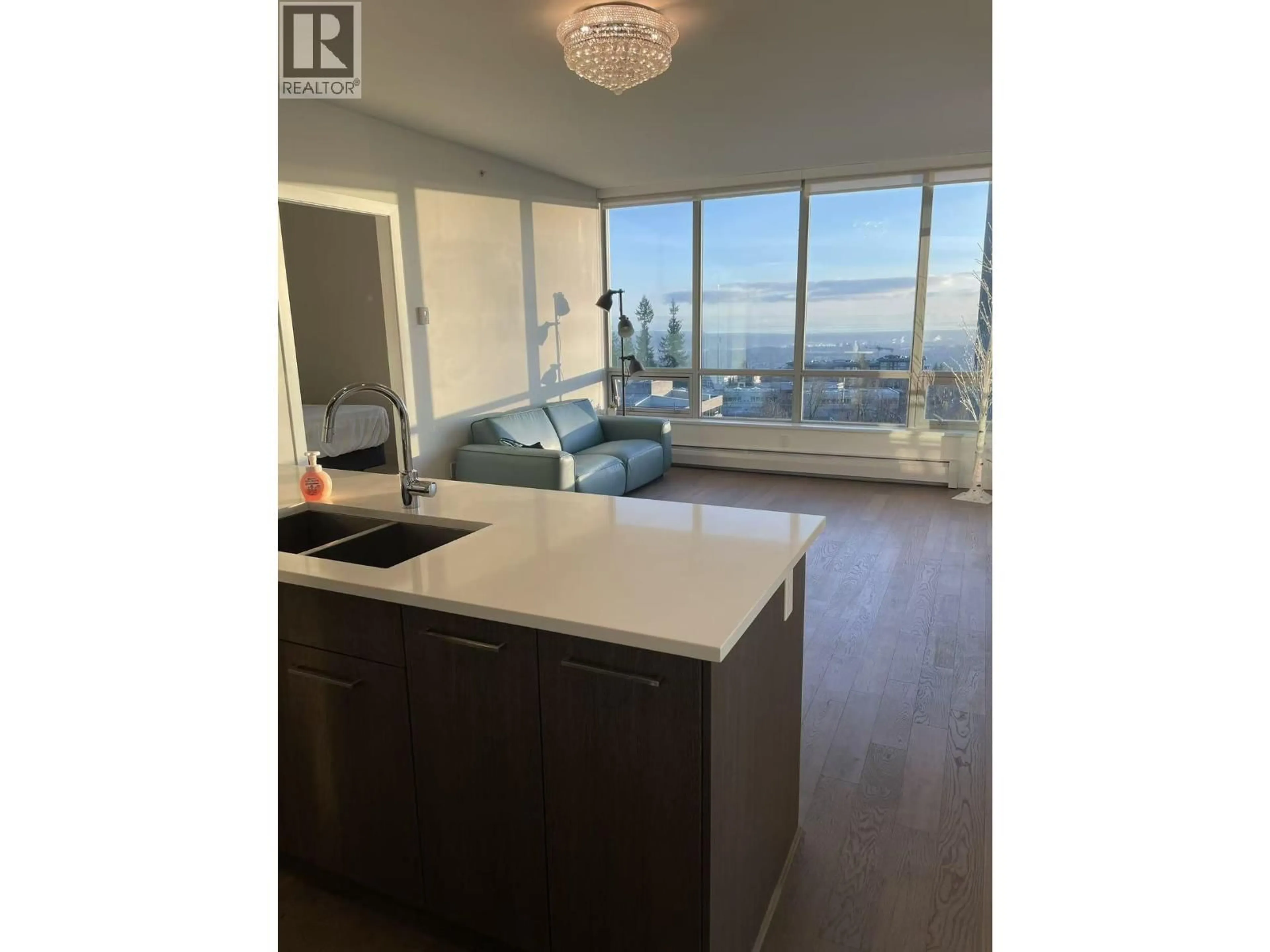 Open concept kitchen, wood/laminate floor for 1103 - 9060 UNIVERSITY CRESCENT, Burnaby British Columbia V5A0E1