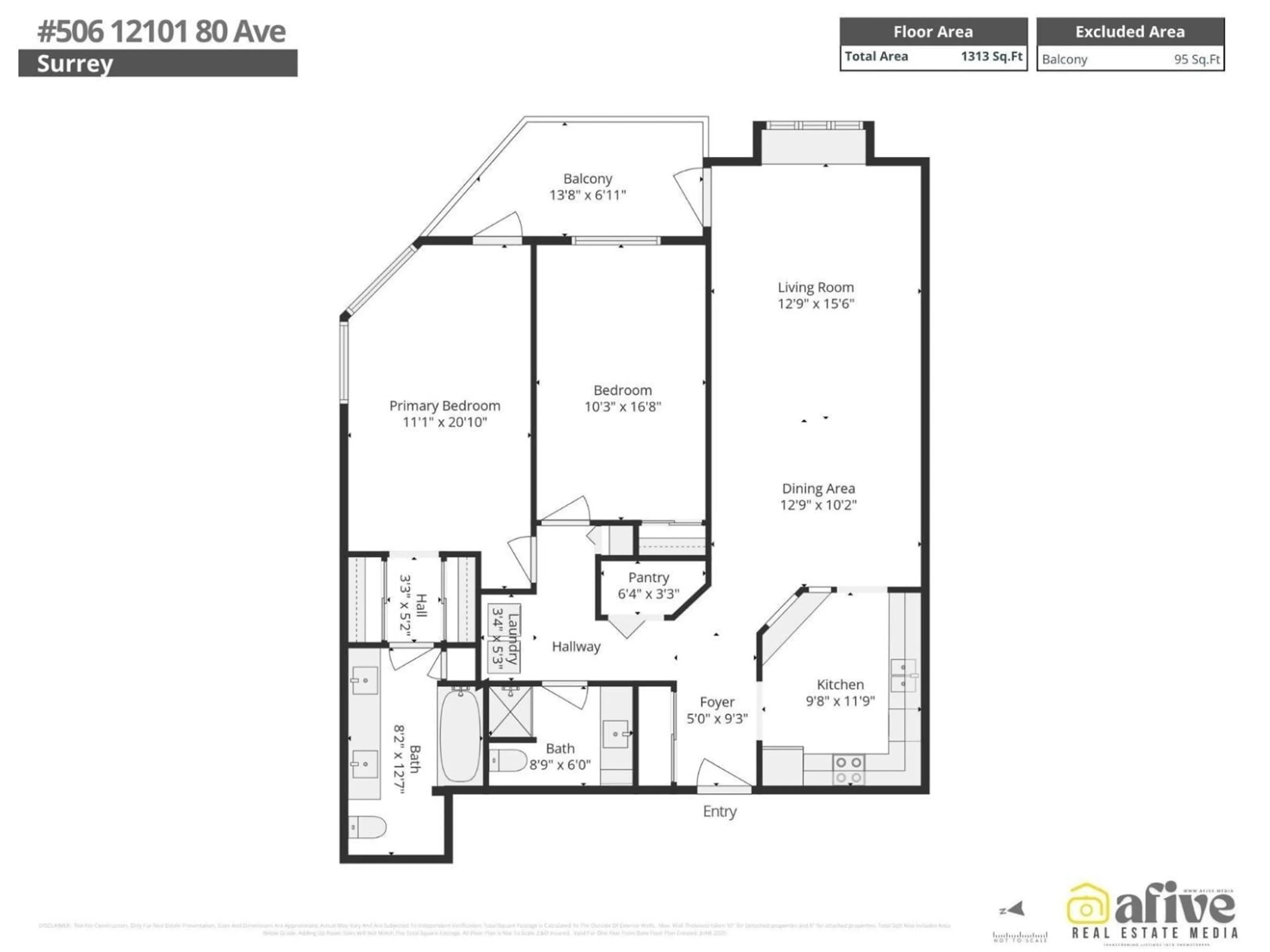 Floor plan for 506 - 12101 80, Surrey British Columbia V3W5V6