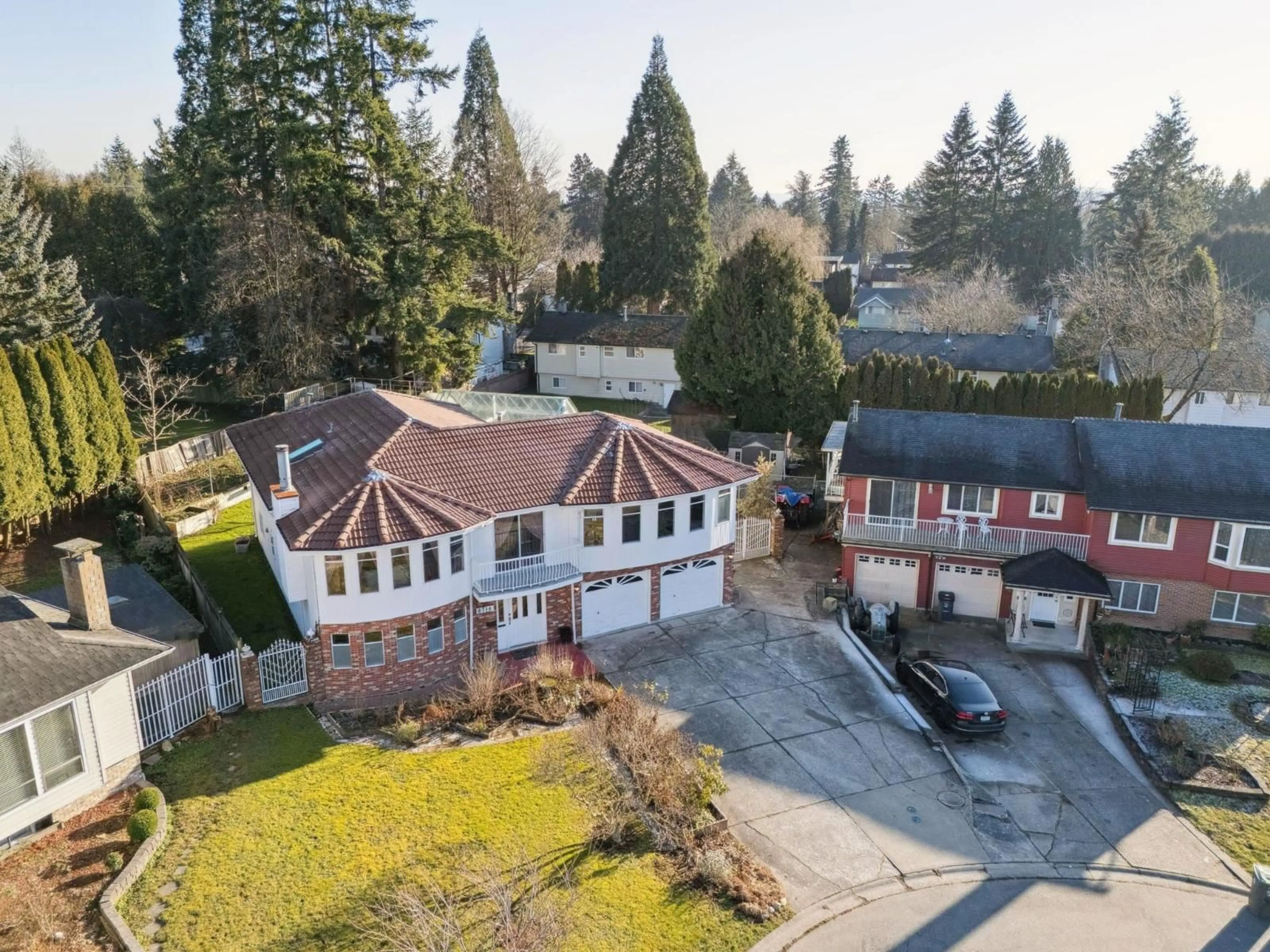A pic from outside/outdoor area/front of a property/back of a property/a pic from drone, street for 8710 151, Surrey British Columbia V3S6E1