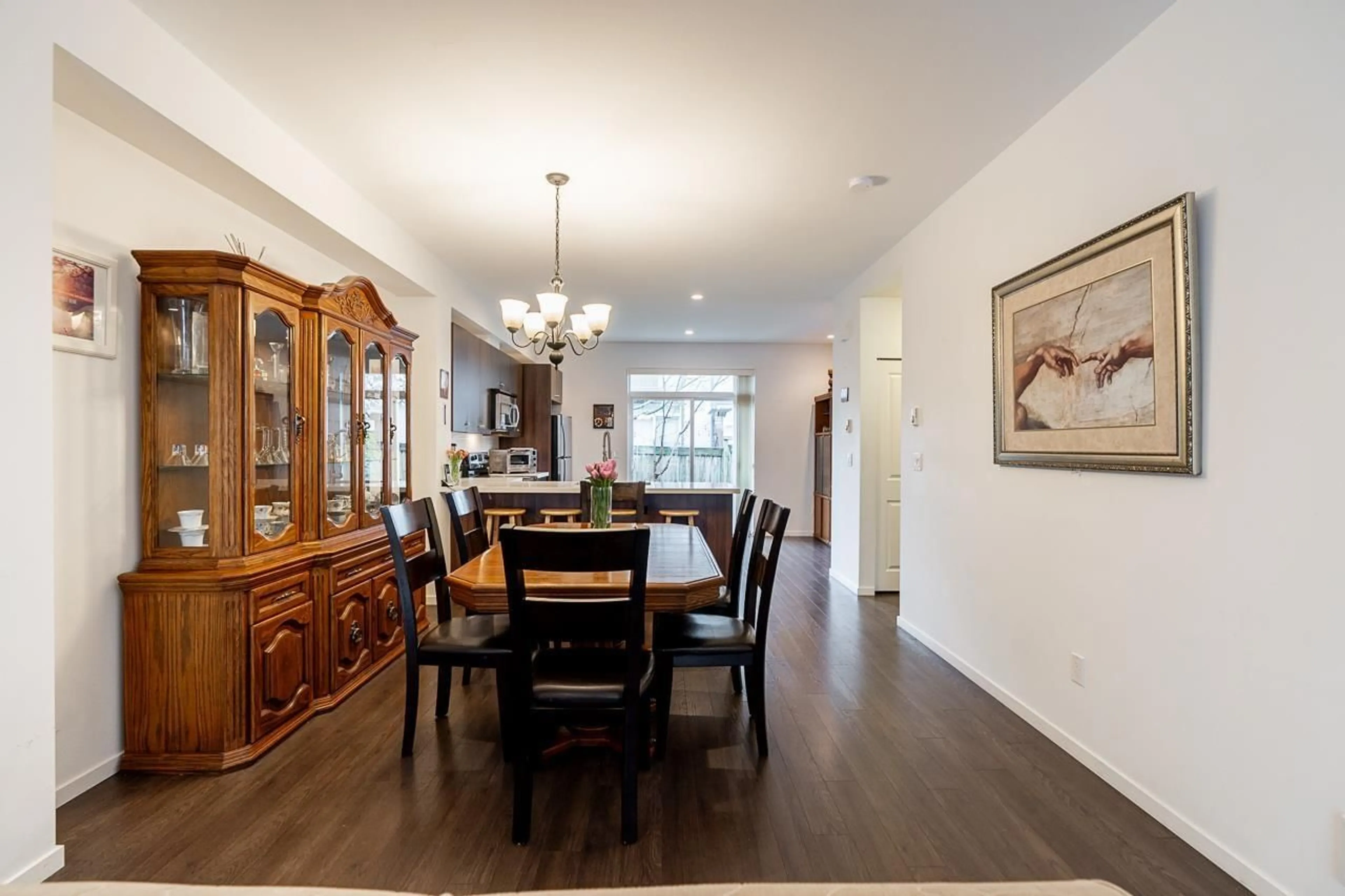 Dining room, wood/laminate floor for 7 - 6895 188, Surrey British Columbia V4N6M3