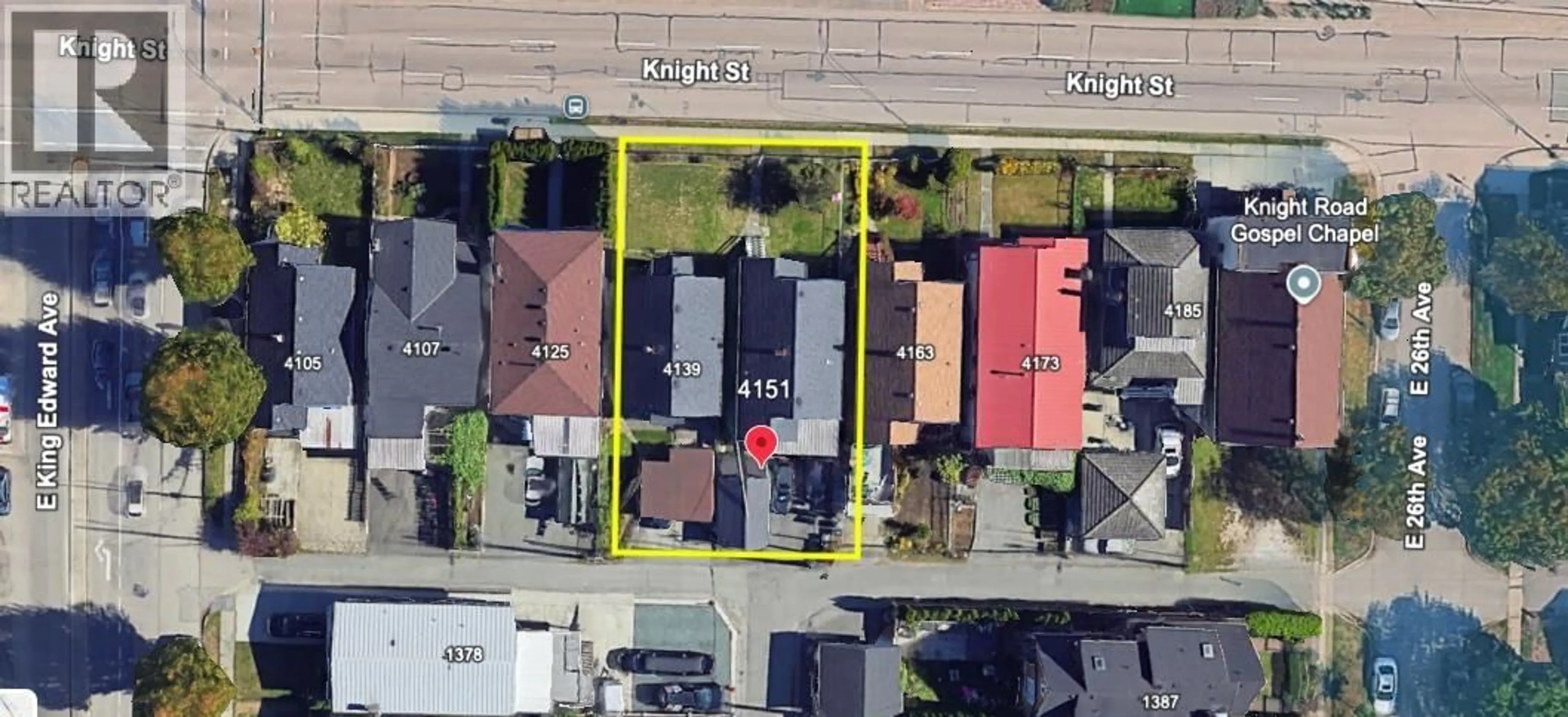A pic from outside/outdoor area/front of a property/back of a property/a pic from drone, street for 4151 KNIGHT STREET, Vancouver British Columbia V5N3M1
