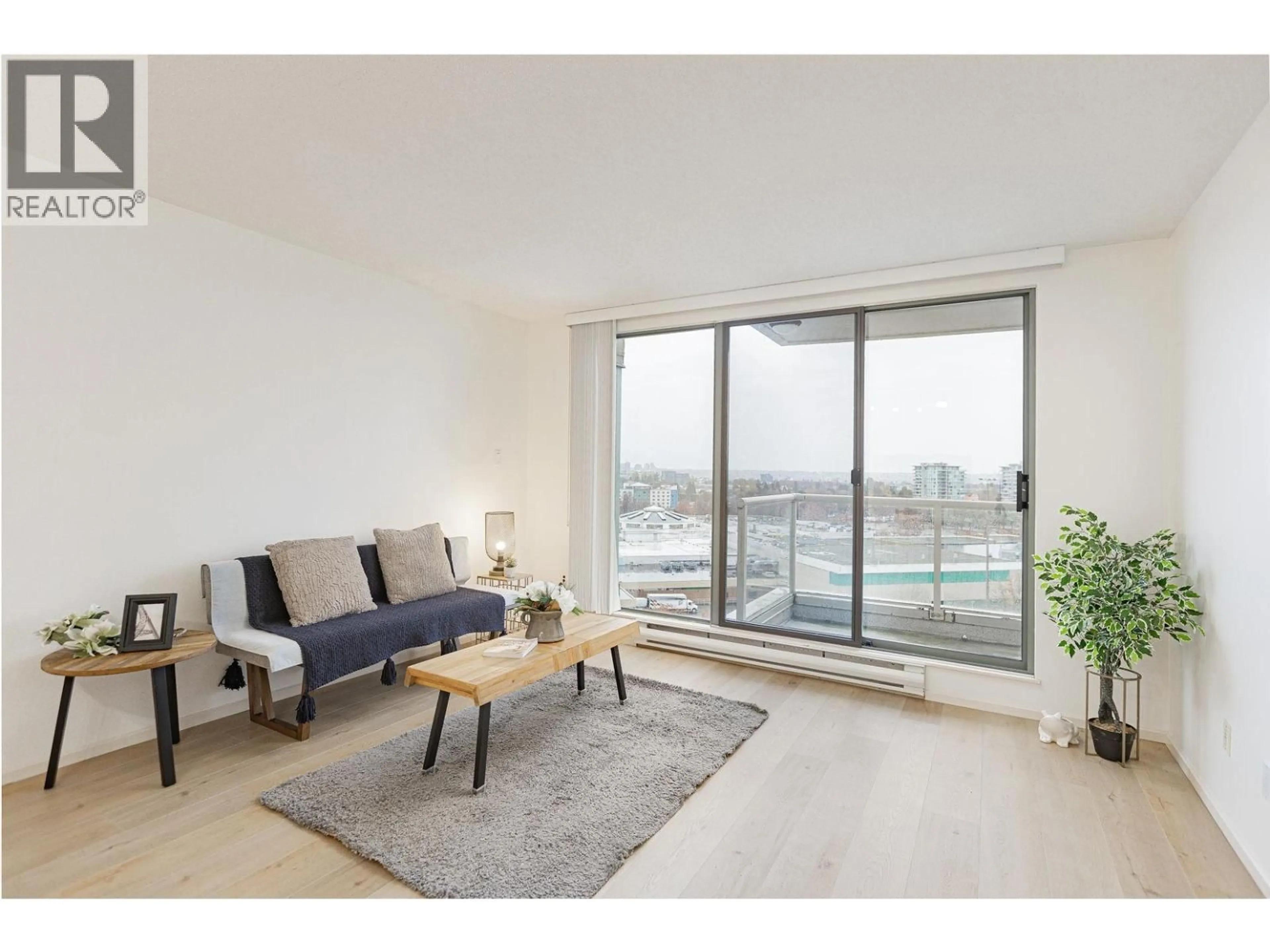 Living room with furniture, wood/laminate floor for 1206 - 8246 LANSDOWNE ROAD, Richmond British Columbia V6X3Y9