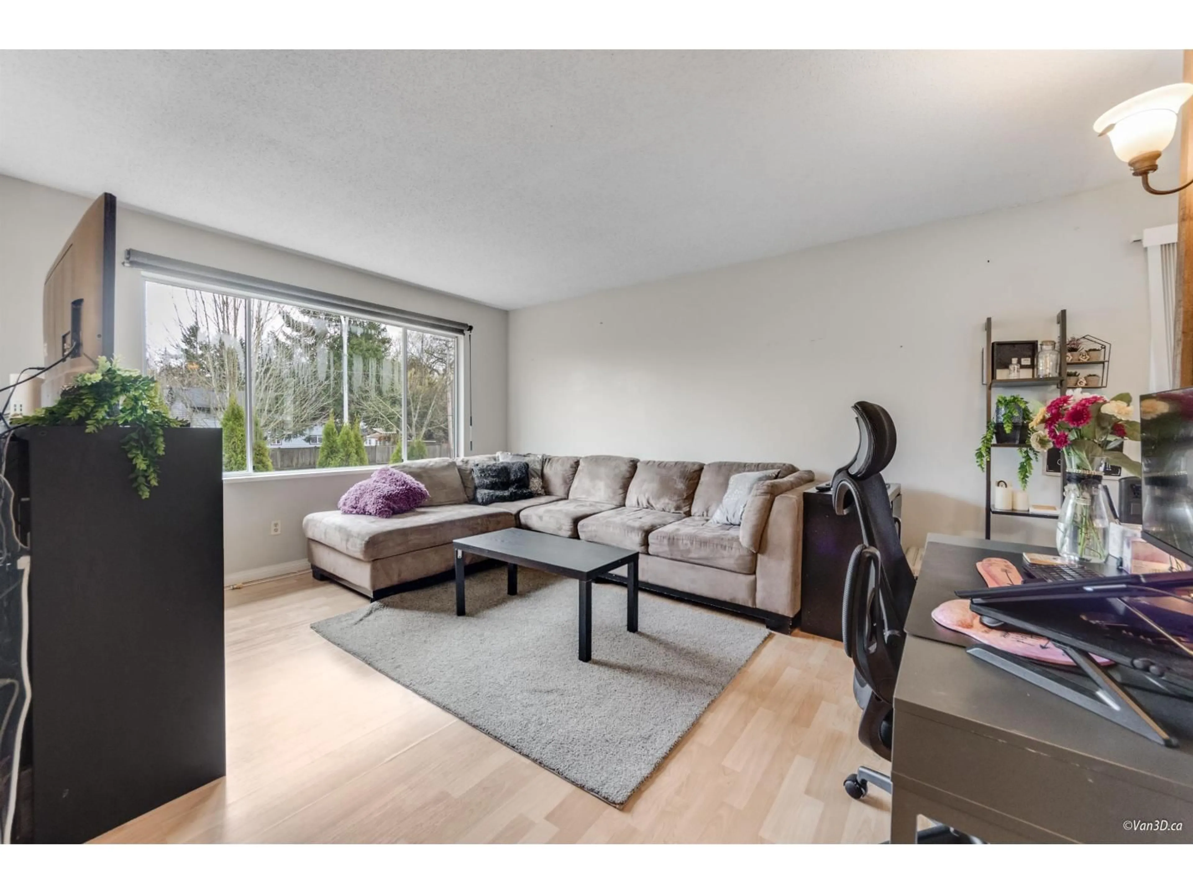 Living room with furniture, wood/laminate floor for 5009 208, Langley British Columbia V3A7A2