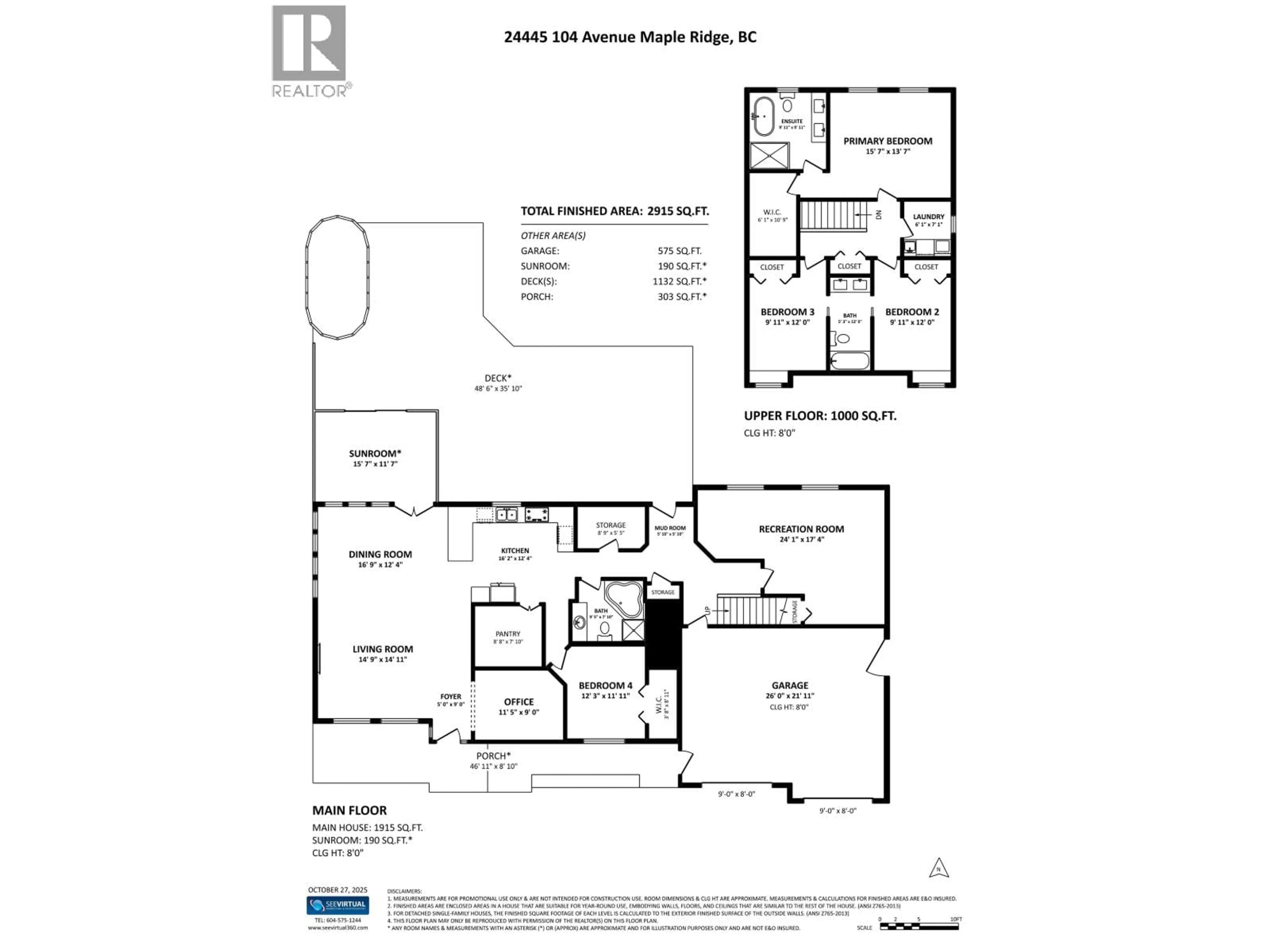 Floor plan for 24445 104 AVENUE, Maple Ridge British Columbia V2W1J2