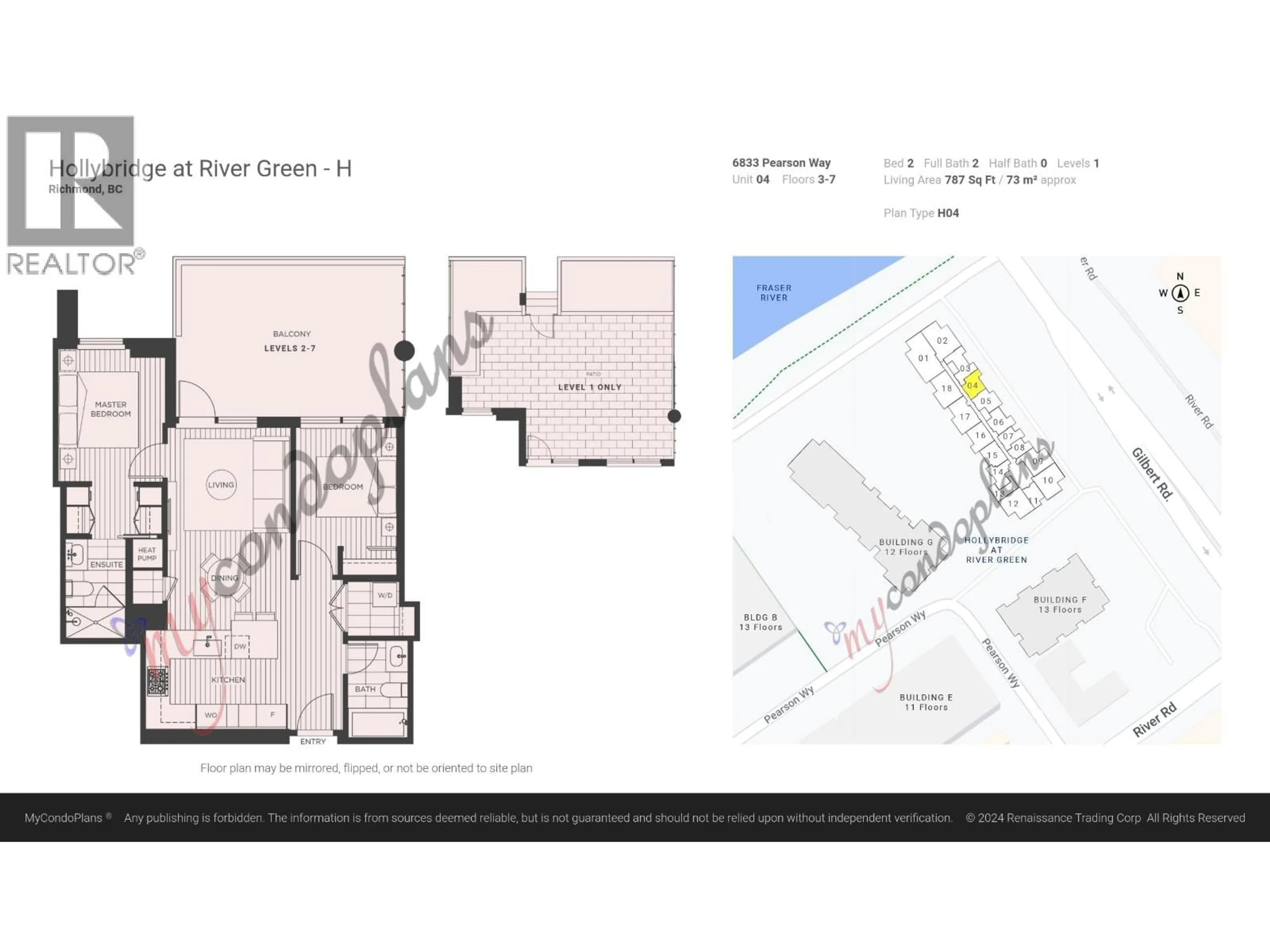 Floor plan for 604 - 6833 PEARSON WAY, Richmond British Columbia V7C0E8