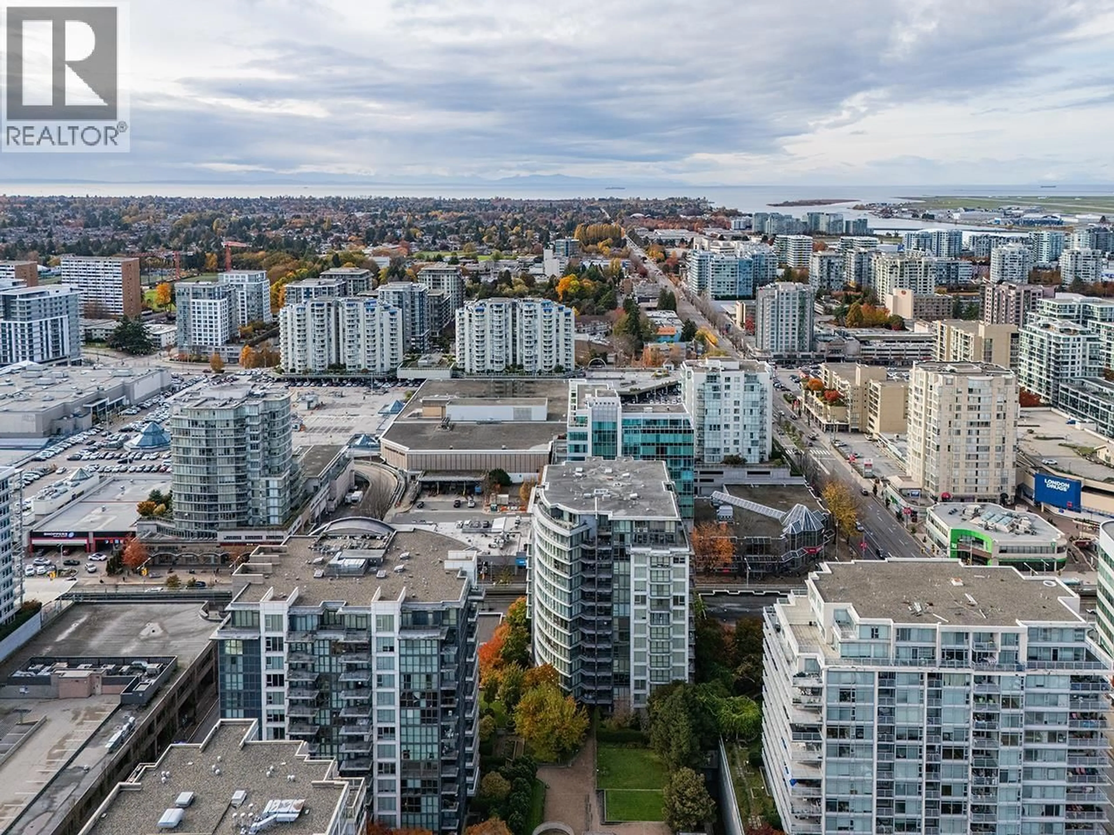 A pic from outside/outdoor area/front of a property/back of a property/a pic from drone, city buildings view from balcony for 808 - 6068 NO. 3 ROAD, Richmond British Columbia V6Y4M7