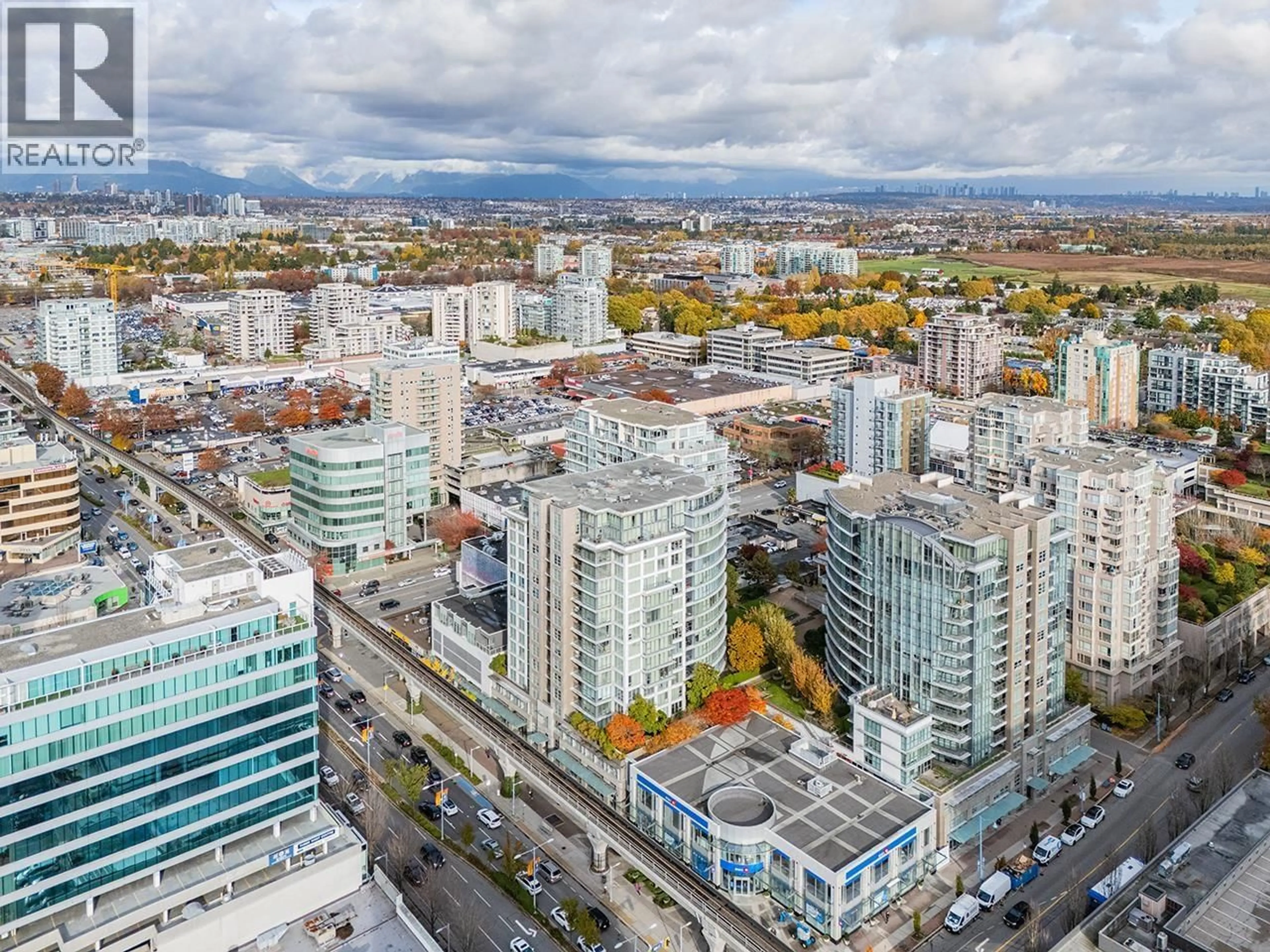 A pic from outside/outdoor area/front of a property/back of a property/a pic from drone, city buildings view from balcony for 808 - 6068 NO. 3 ROAD, Richmond British Columbia V6Y4M7