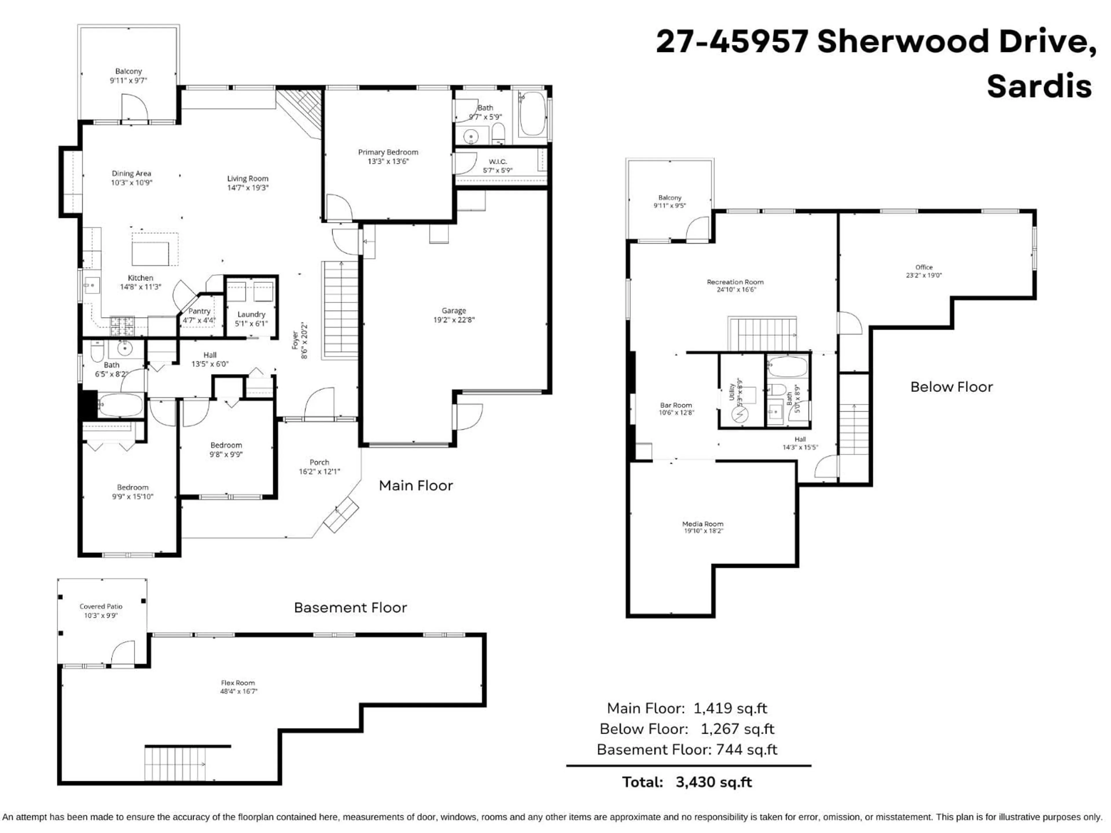Floor plan for 27 - 45957 SHERWOOD DRIVE, Chilliwack British Columbia V2R5Y2