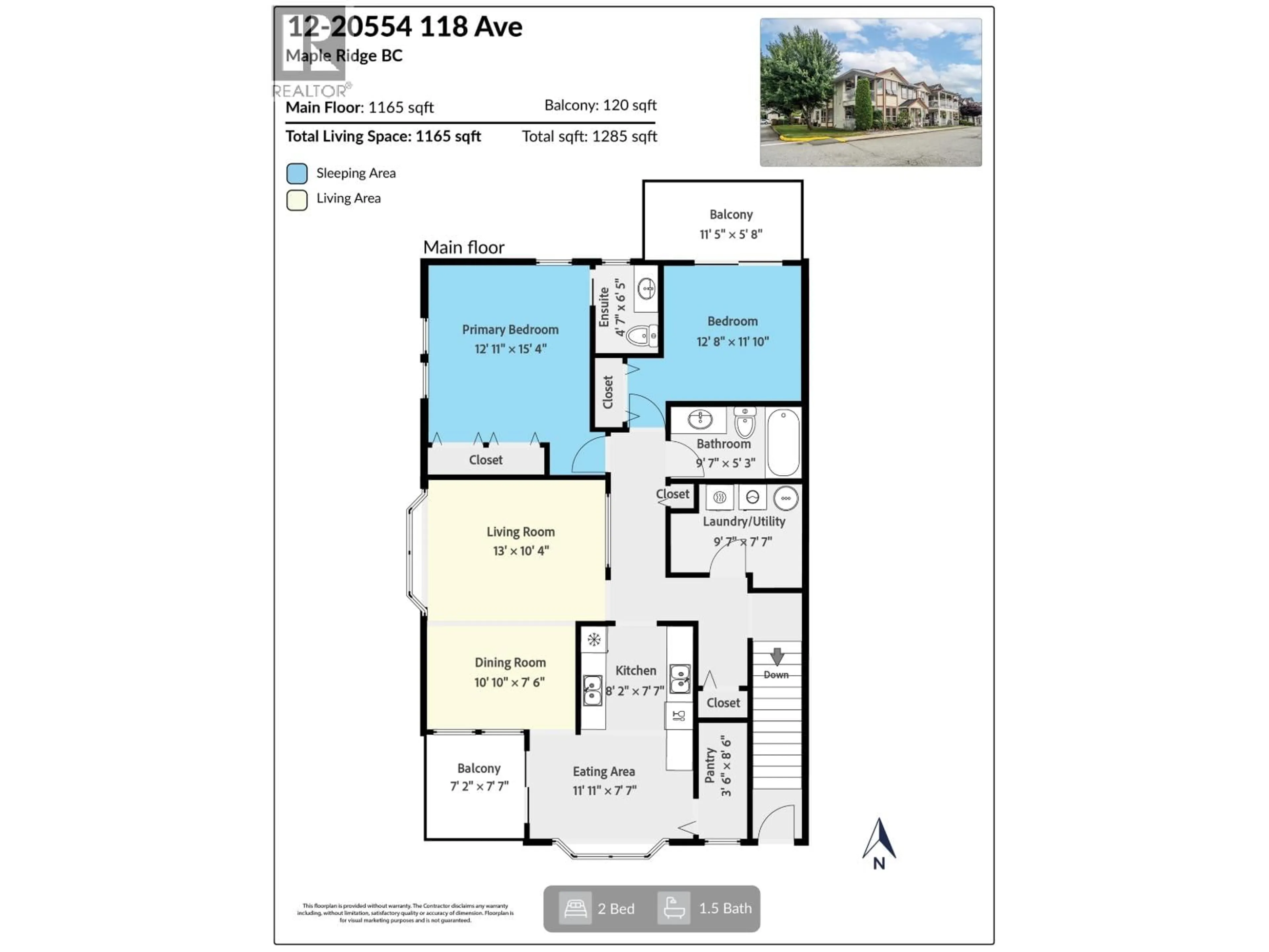 Floor plan for 12 - 20554 118 AVENUE, Maple Ridge British Columbia V2X0S3