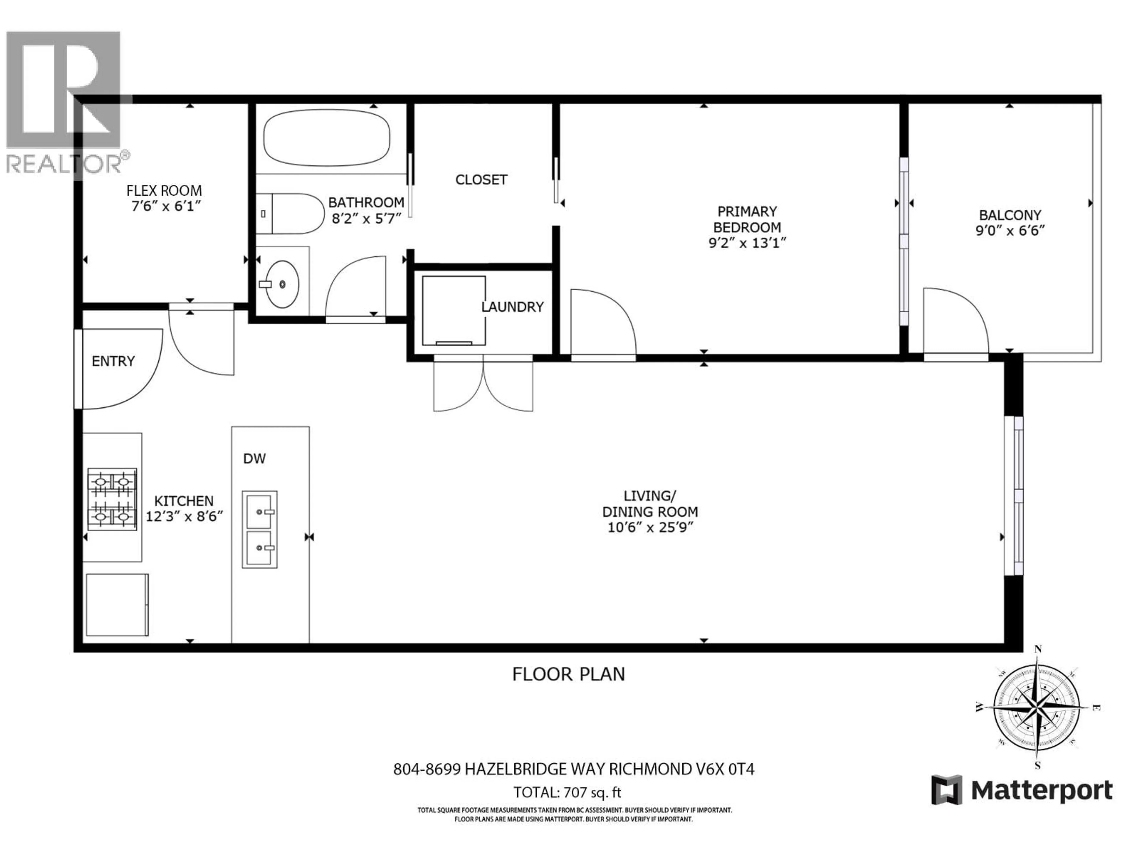Floor plan for 804 - 8699 HAZELBRIDGE WAY, Richmond British Columbia V6X0T4