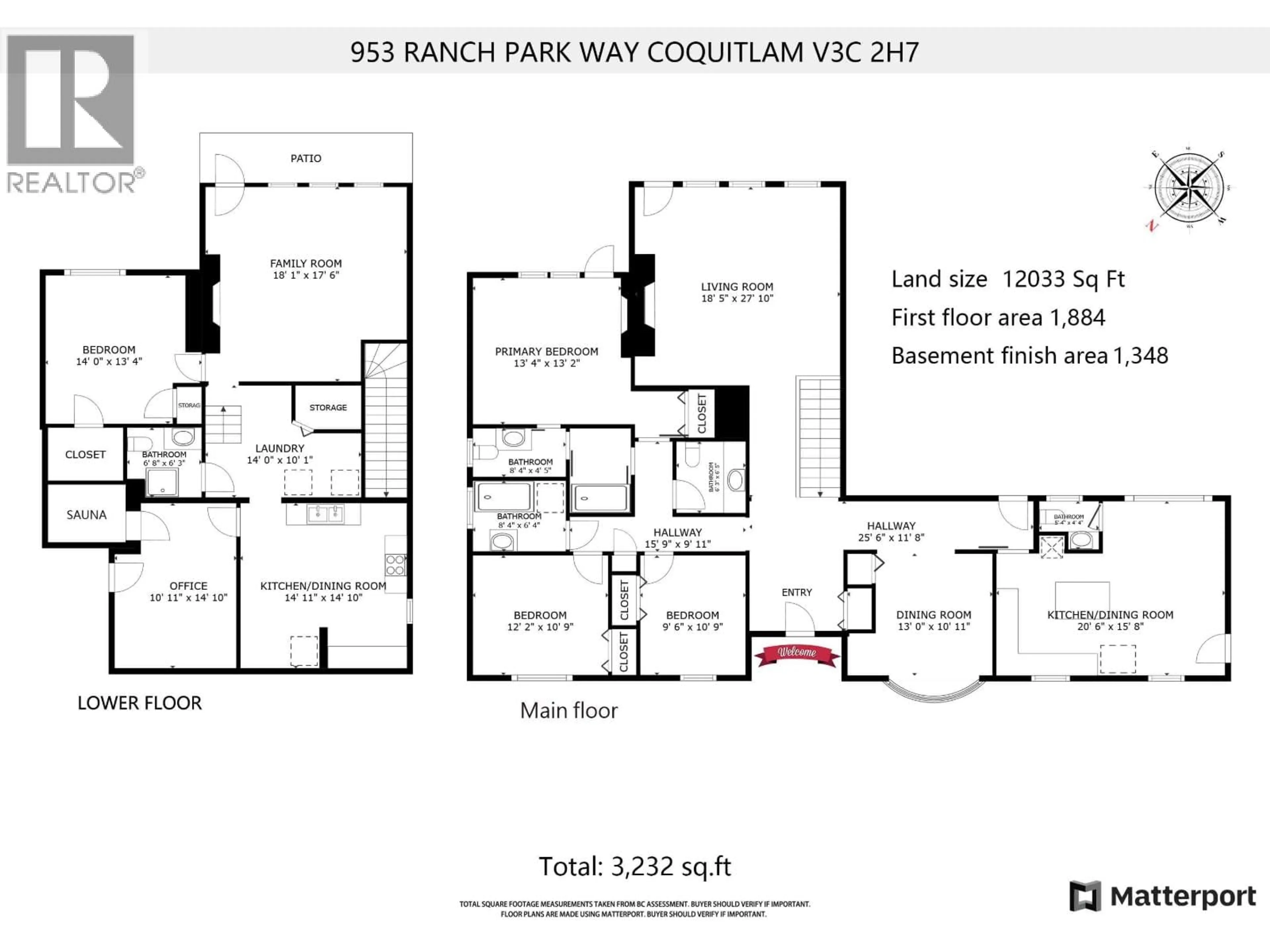 Floor plan for 953 RANCH PARK WAY, Coquitlam British Columbia V3C2H7
