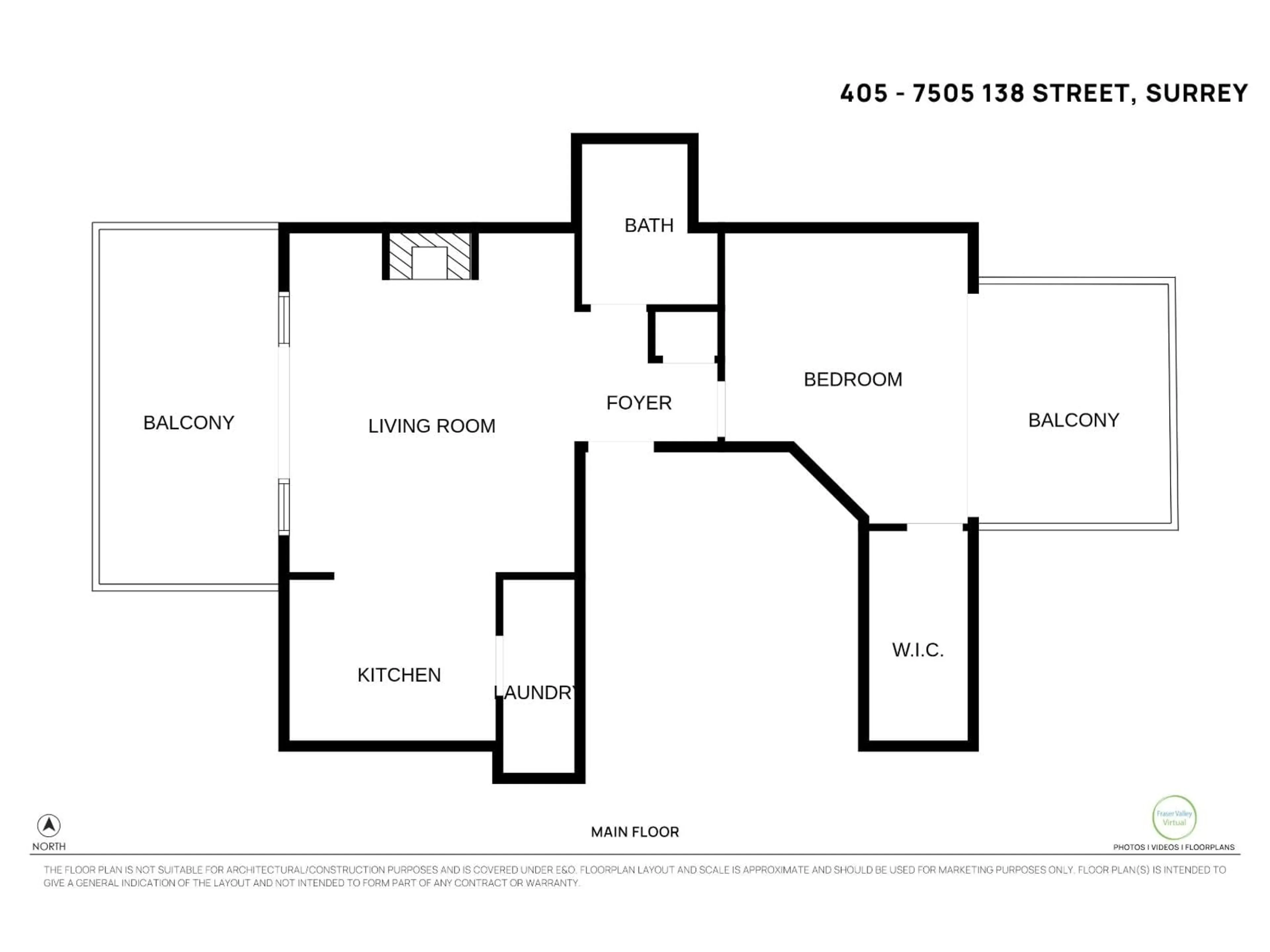Floor plan for 405 - 7505 138, Surrey British Columbia V3W0W6