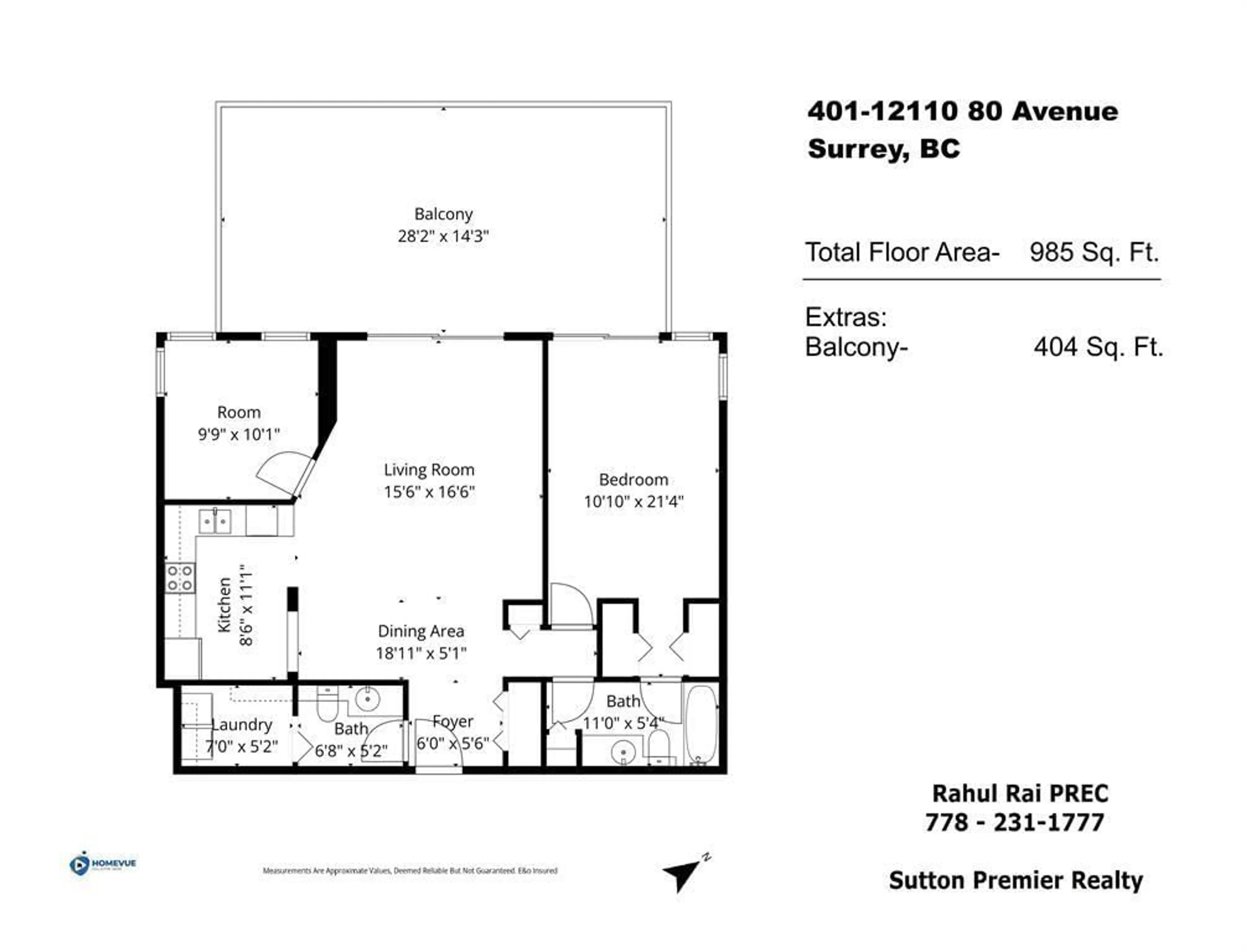 Floor plan for 401 - 12110 80, Surrey British Columbia V3W0V2