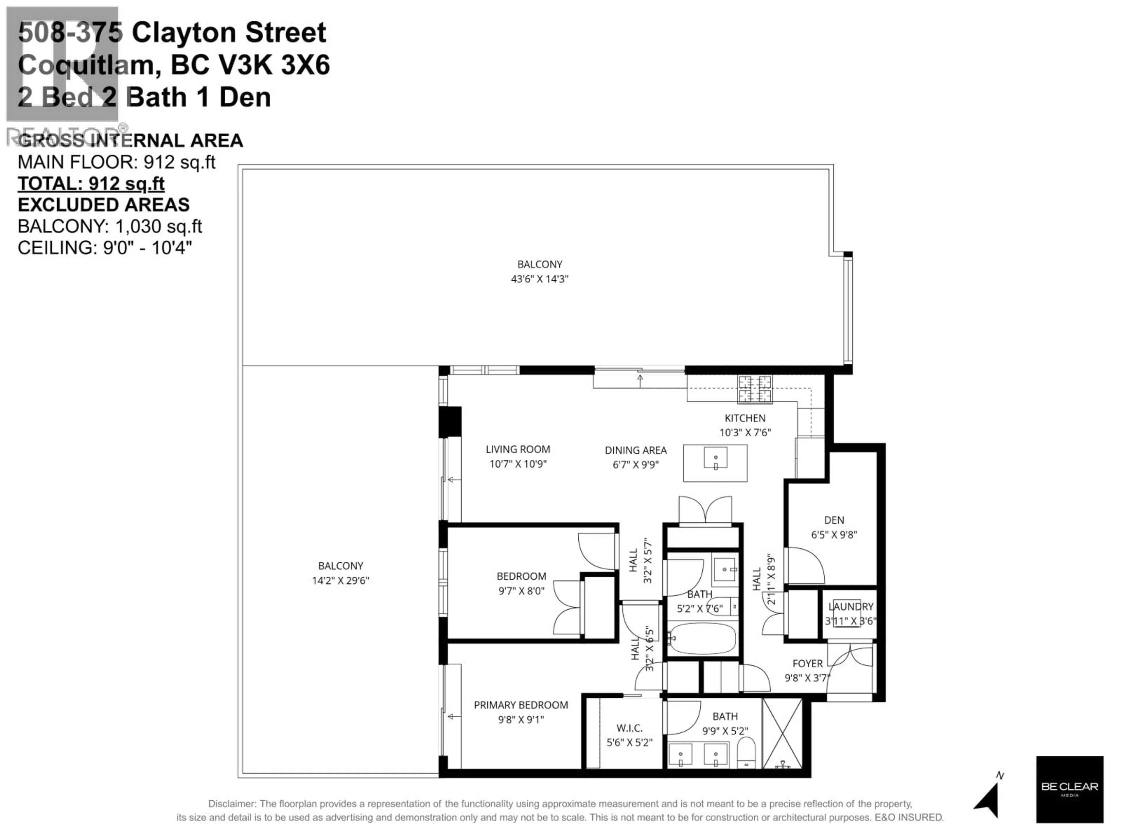 Floor plan for 508 - 375 CLAYTON STREET, Coquitlam British Columbia V3K0J9