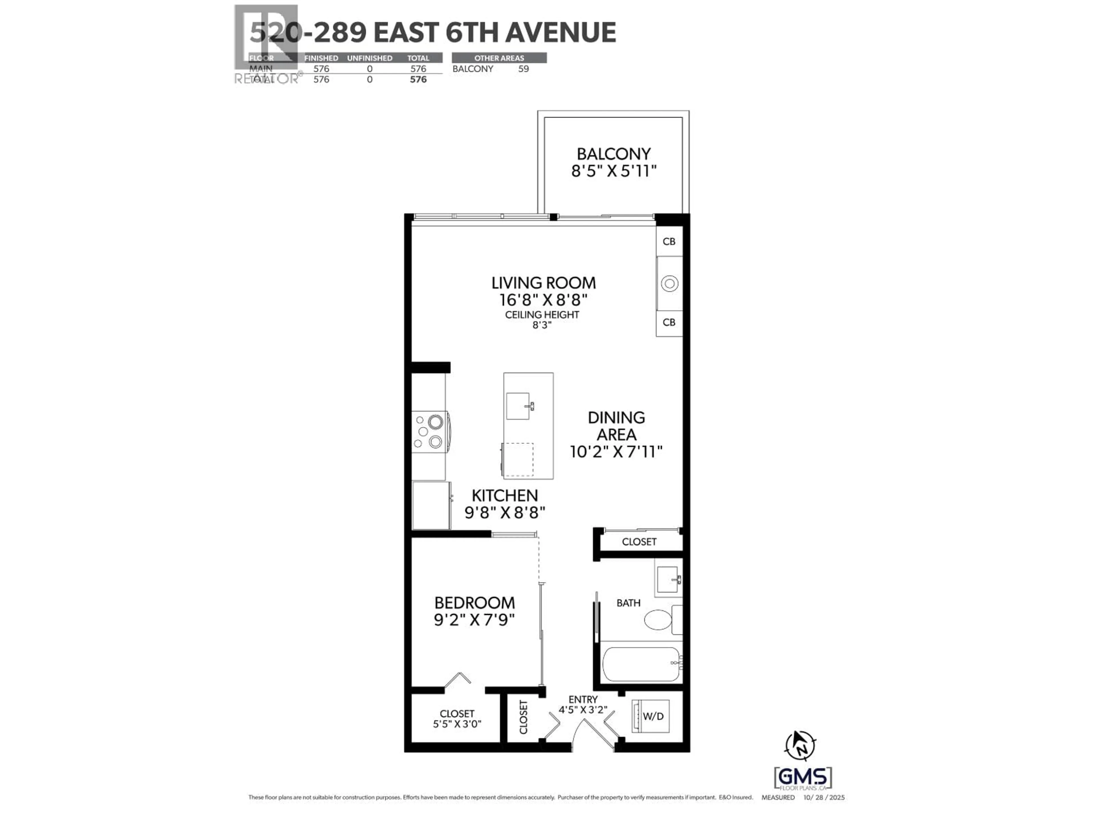 Floor plan for 520 - 289 6TH AVENUE, Vancouver British Columbia V5T0E9