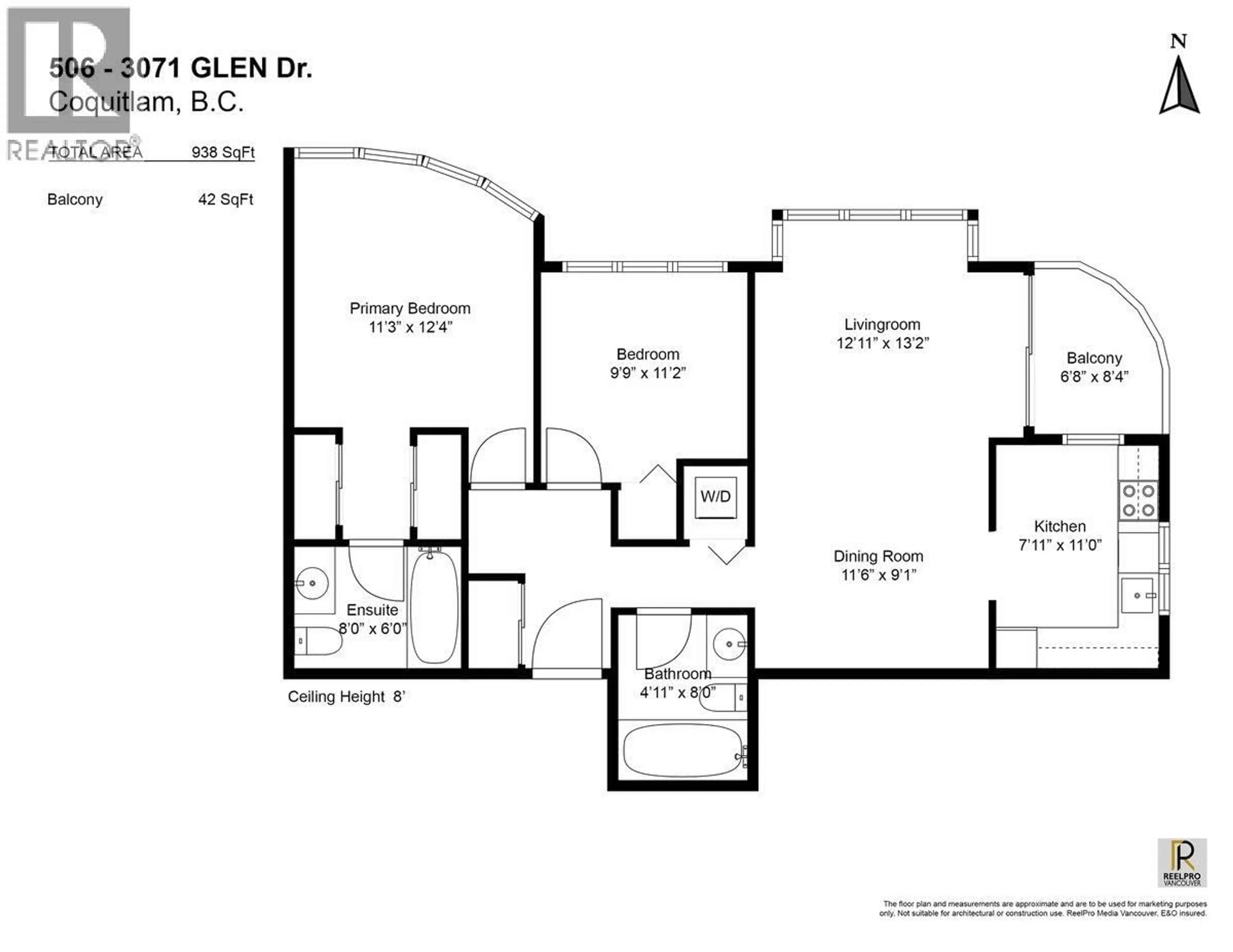 Floor plan for 506 - 3071 GLEN DRIVE, Coquitlam British Columbia V3B2P8