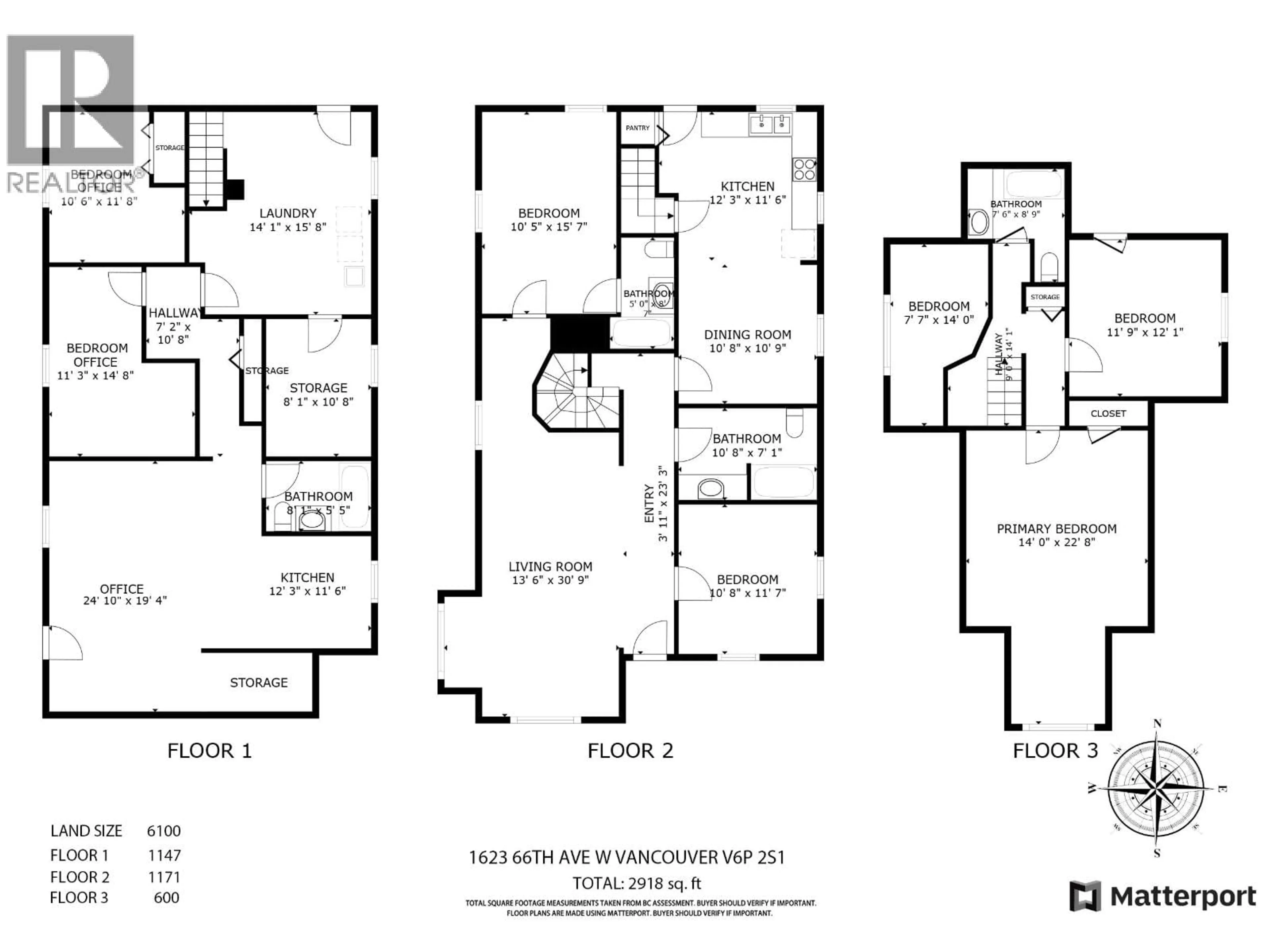 Floor plan for 1623 66 TH AVENUE, Vancouver British Columbia V6P2S1