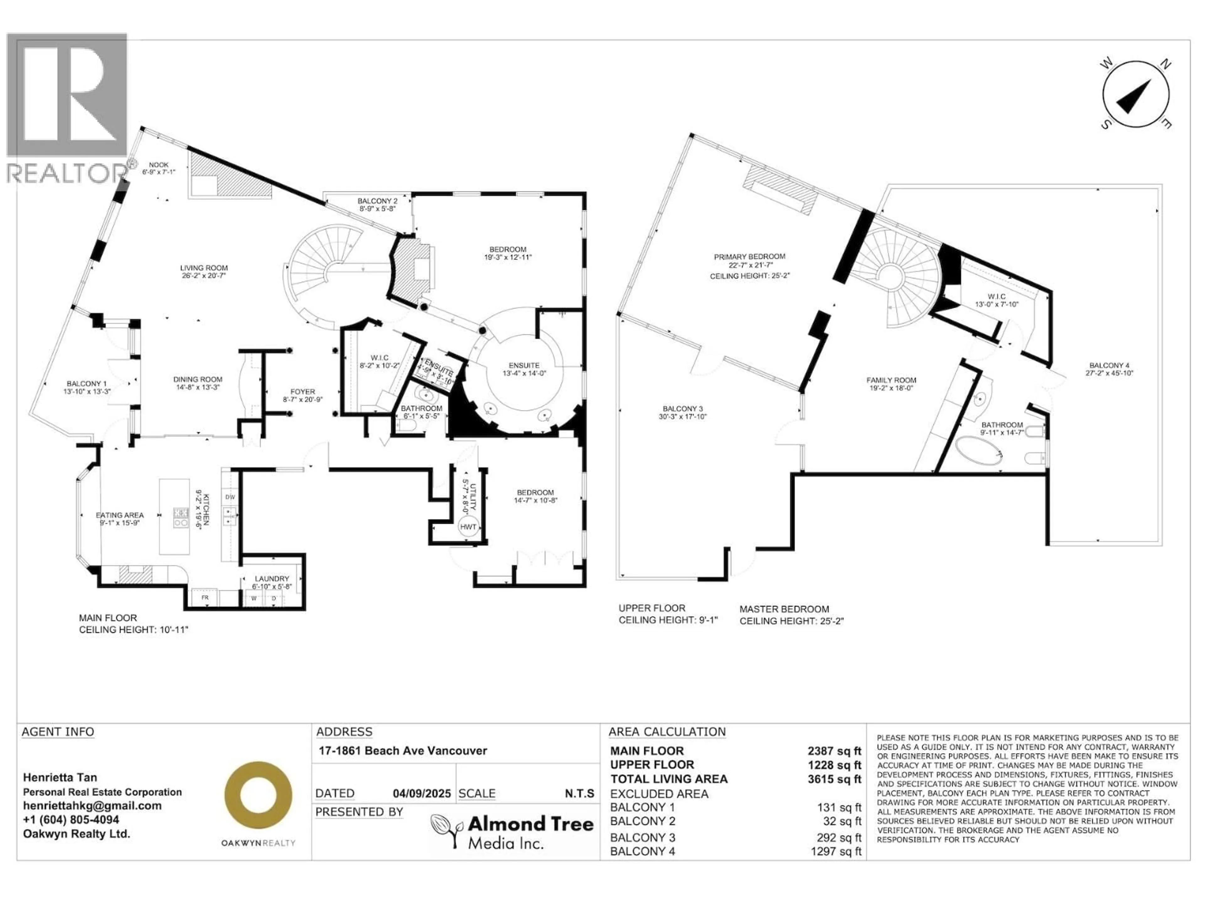 Floor plan for 17 - 1861 BEACH AVENUE, Vancouver British Columbia V6G1Z1