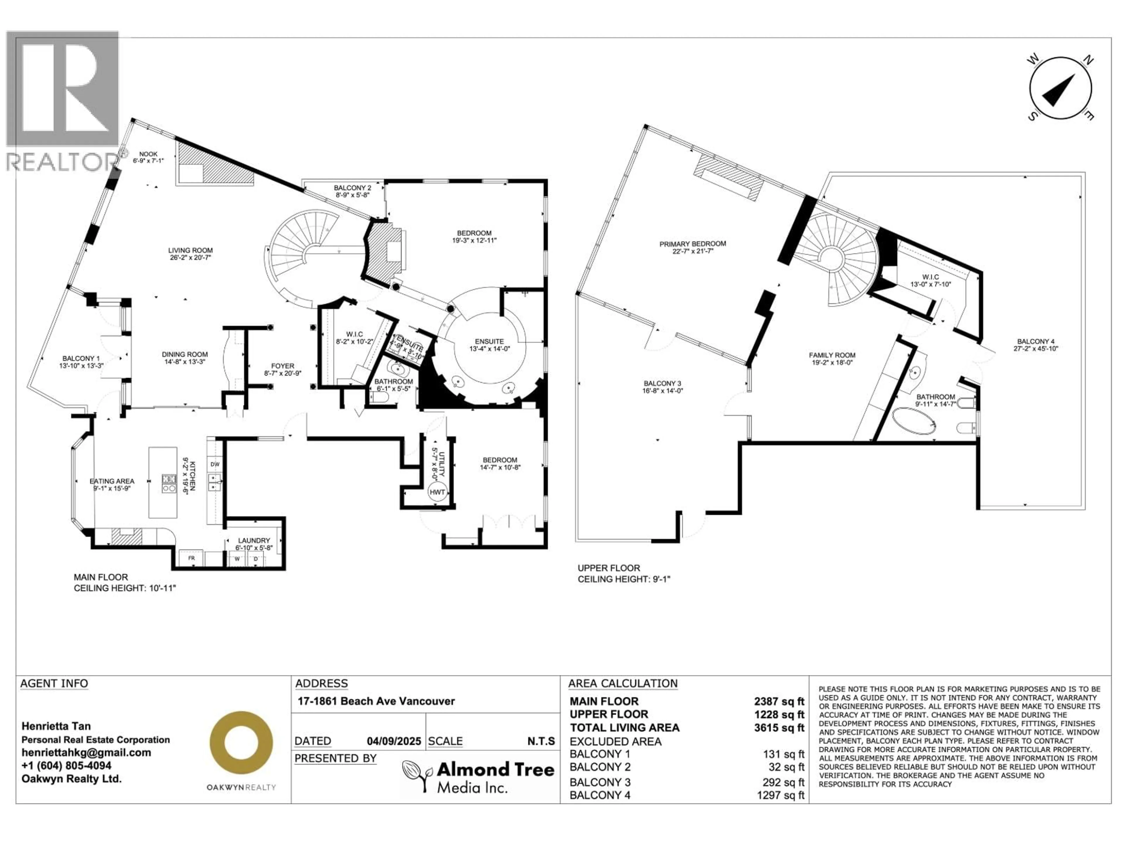 Floor plan for 17 - 1861 BEACH AVENUE, Vancouver British Columbia V6G1Z1