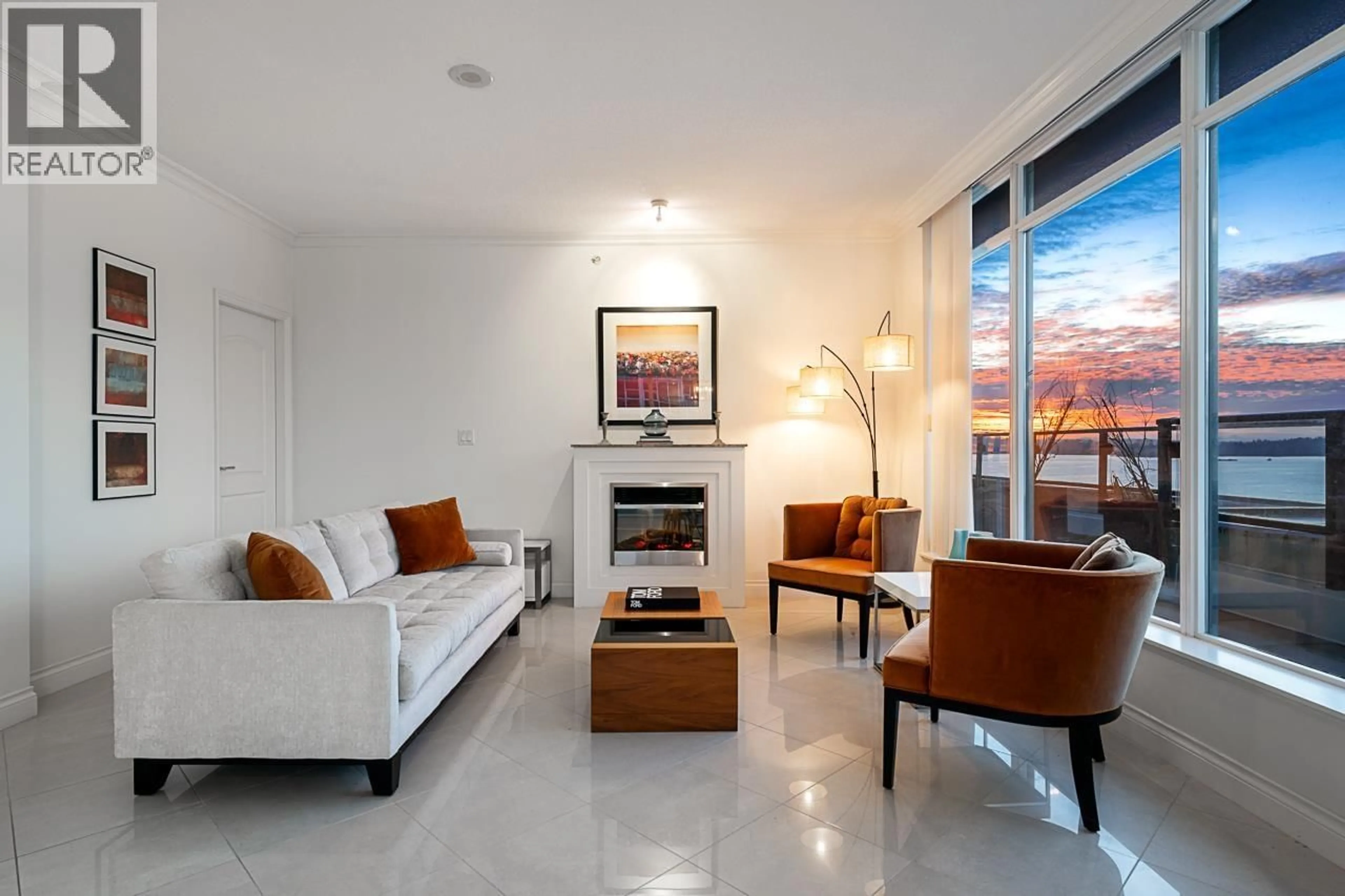 Living room with furniture, ceramic/tile floor for PH3 - 162 VICTORY SHIP WAY, North Vancouver British Columbia V7L0B4