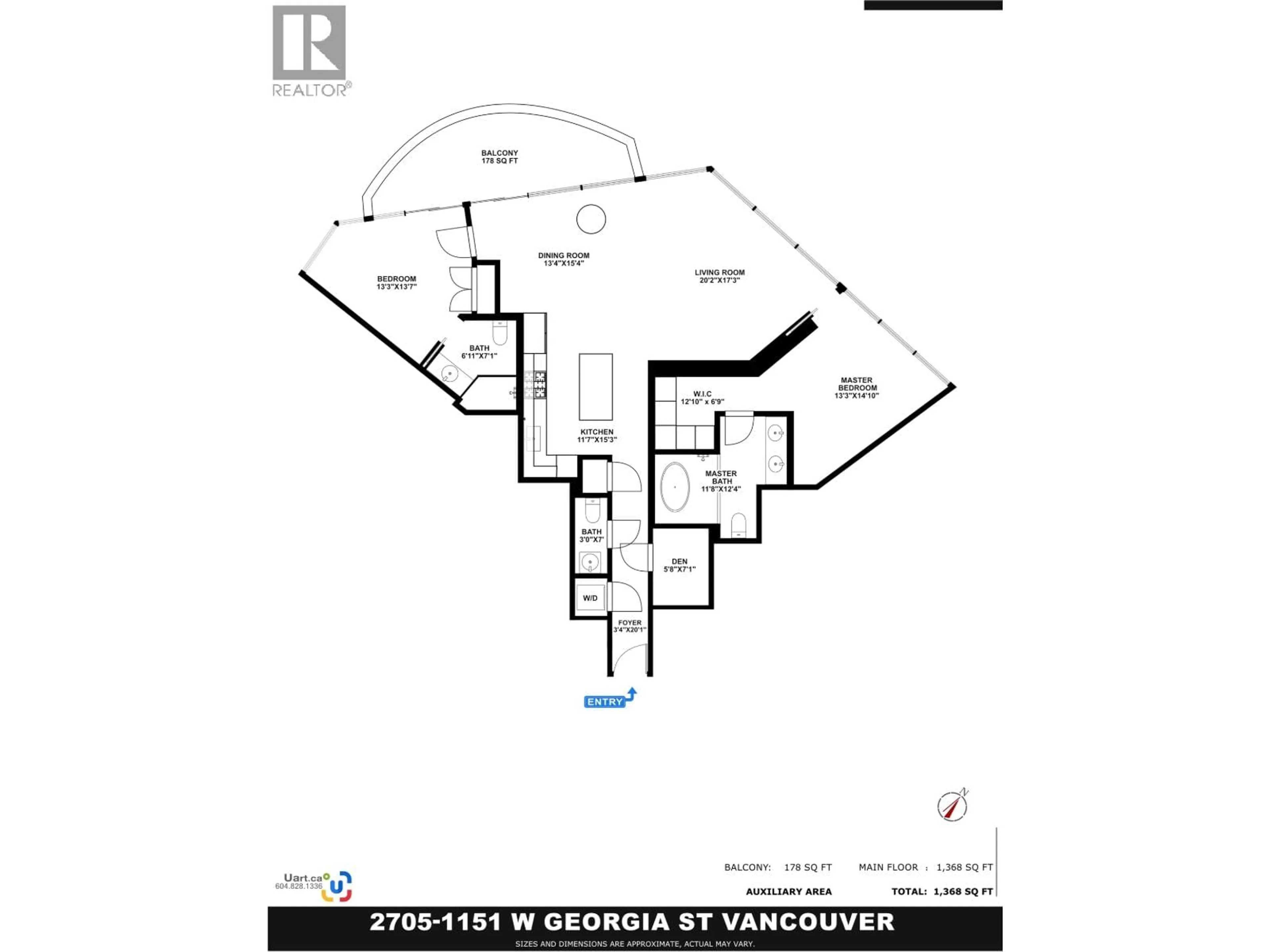 Floor plan for 2705 - 1151 GEORGIA STREET, Vancouver British Columbia V6E0B3