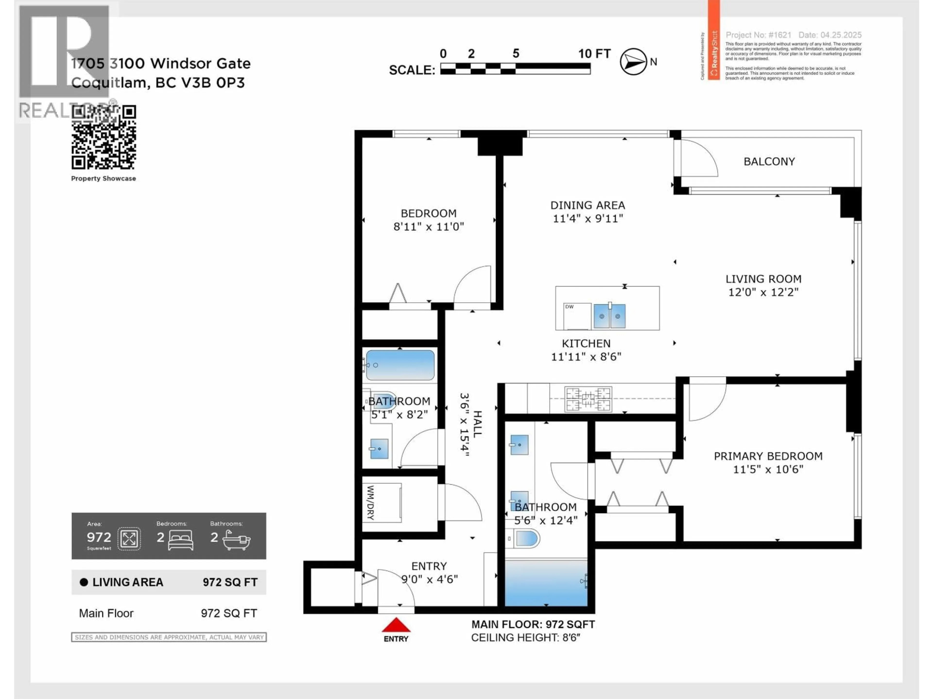 Floor plan for 1705 - 3100 WINDSOR GATE, Coquitlam British Columbia V3B0P3