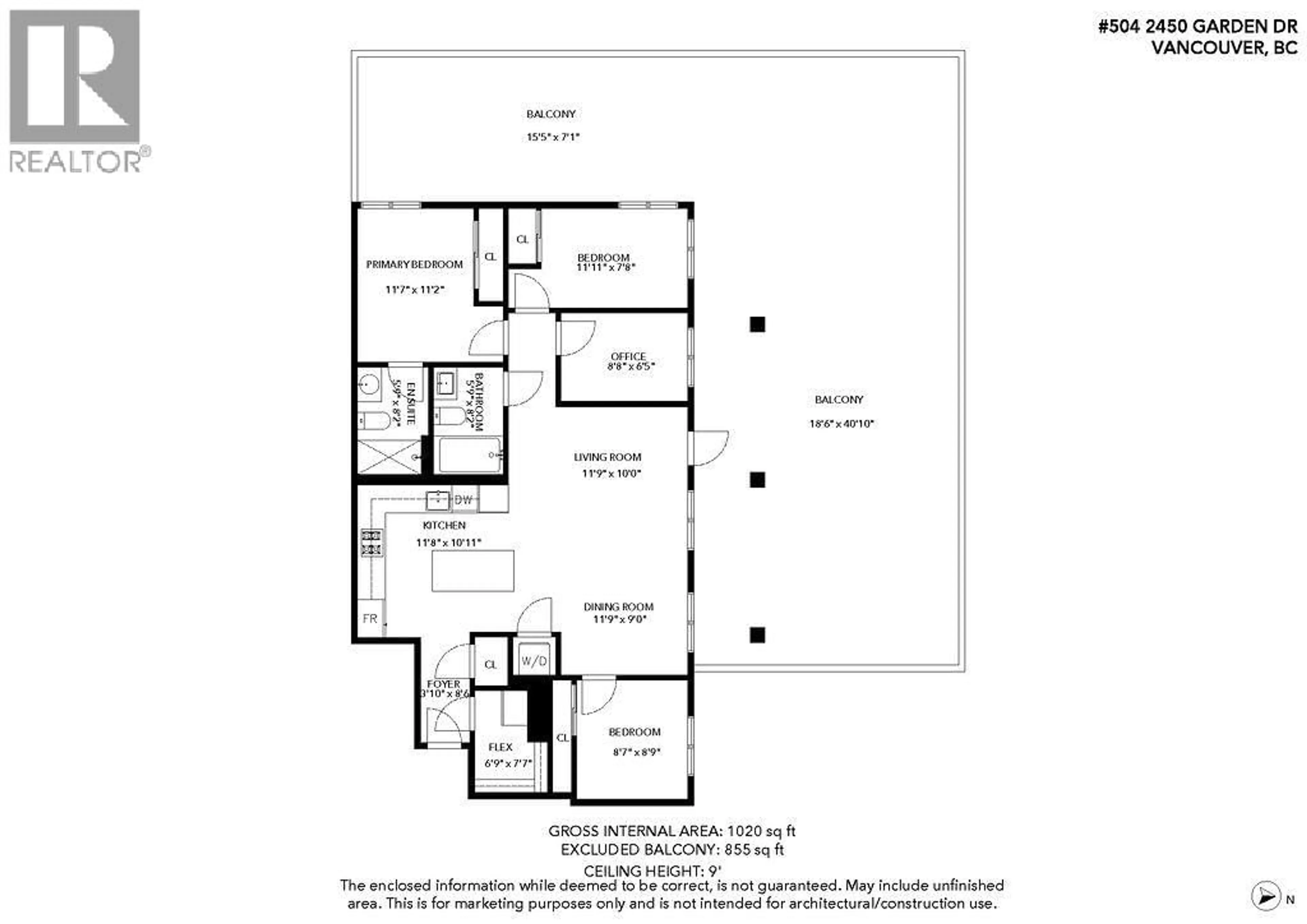 Floor plan for 504 - 2450 GARDEN DRIVE, Vancouver British Columbia V5N0K1