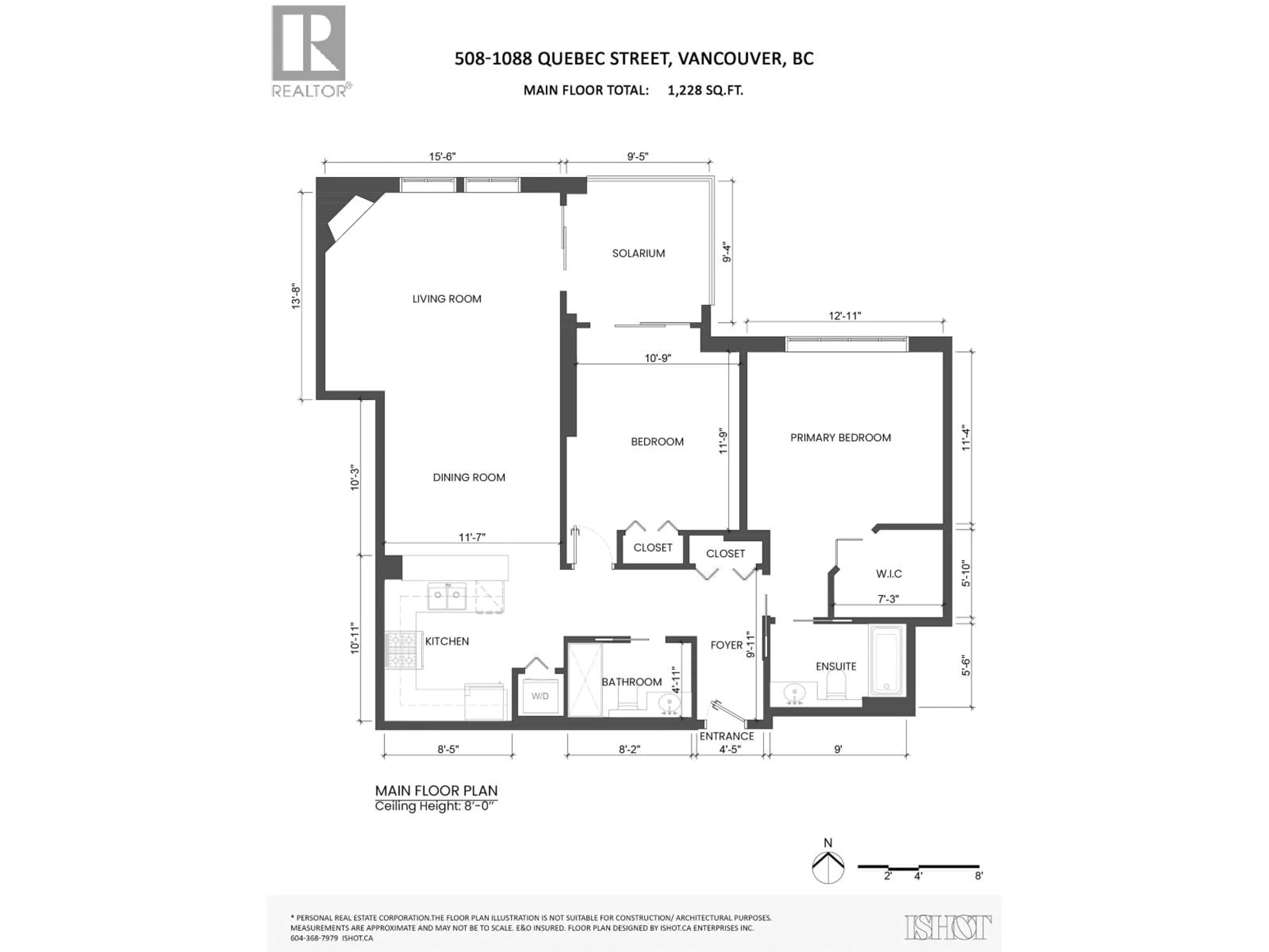 Floor plan for 508 - 1088 QUEBEC STREET, Vancouver British Columbia V6A4H2