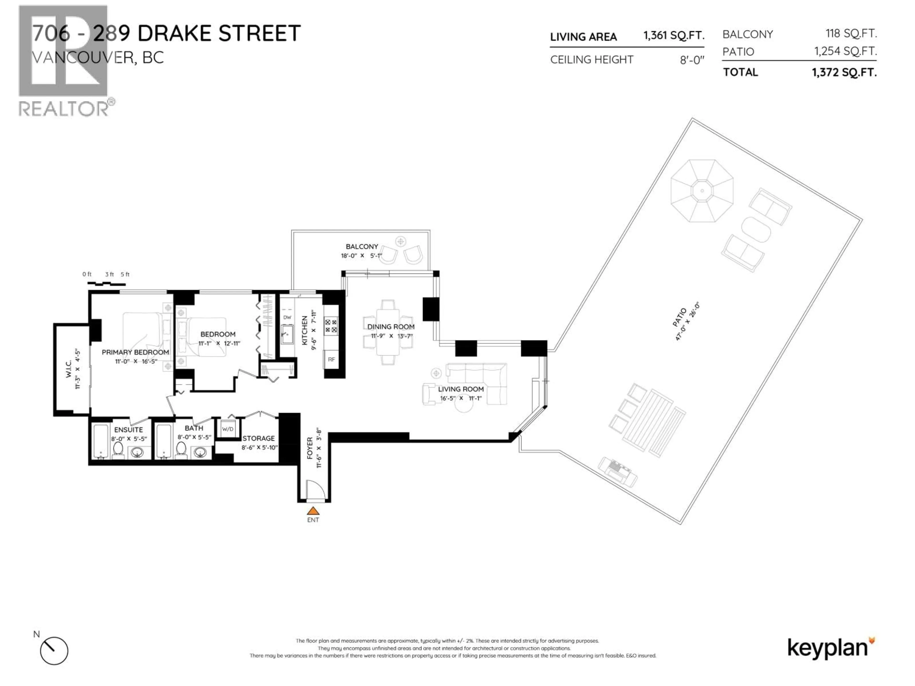 Floor plan for 706 - 289 DRAKE STREET, Vancouver British Columbia V6B5Z5