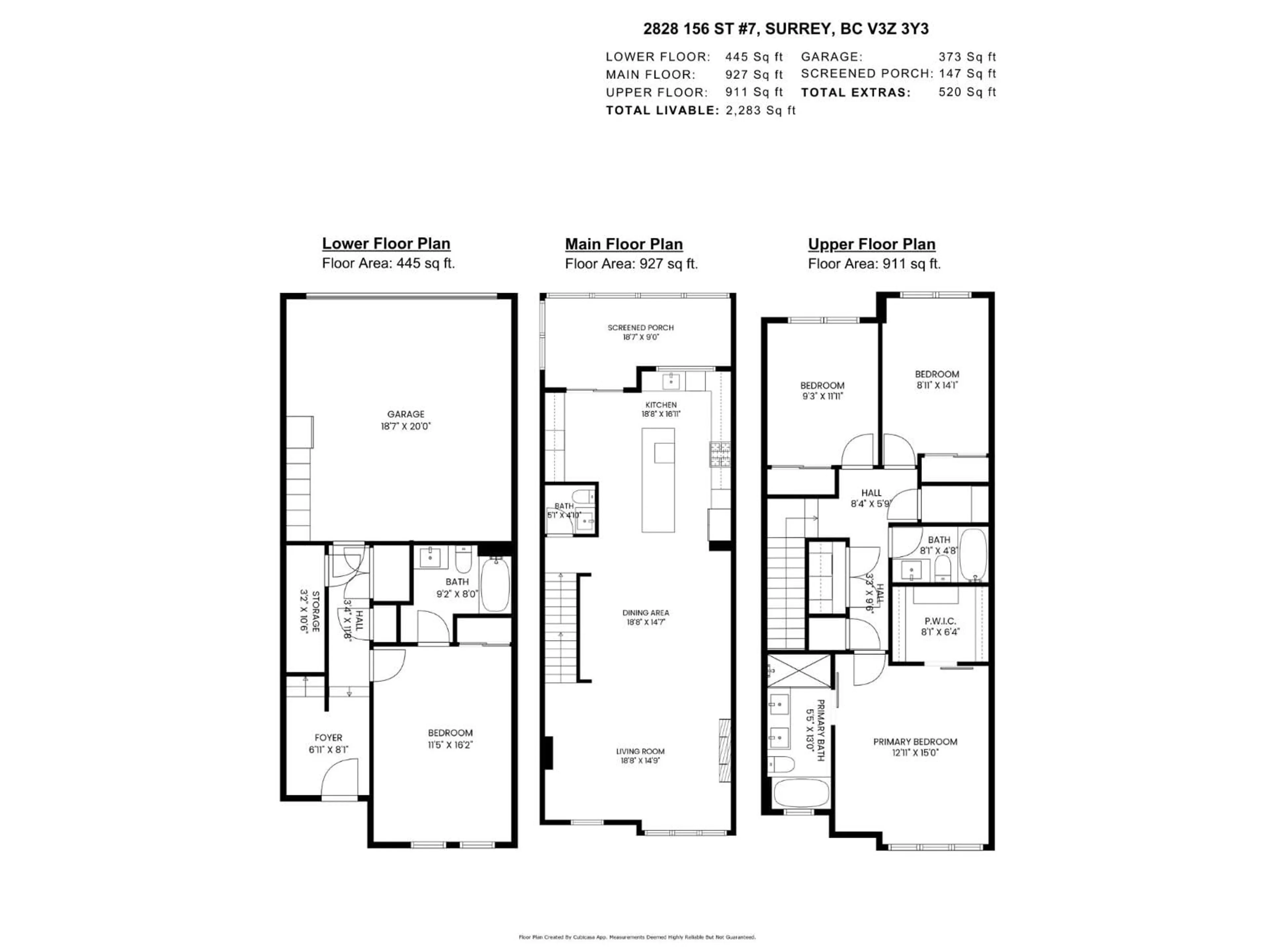 Floor plan for 7 - 2828 156 STREET, Surrey British Columbia V3S0C7