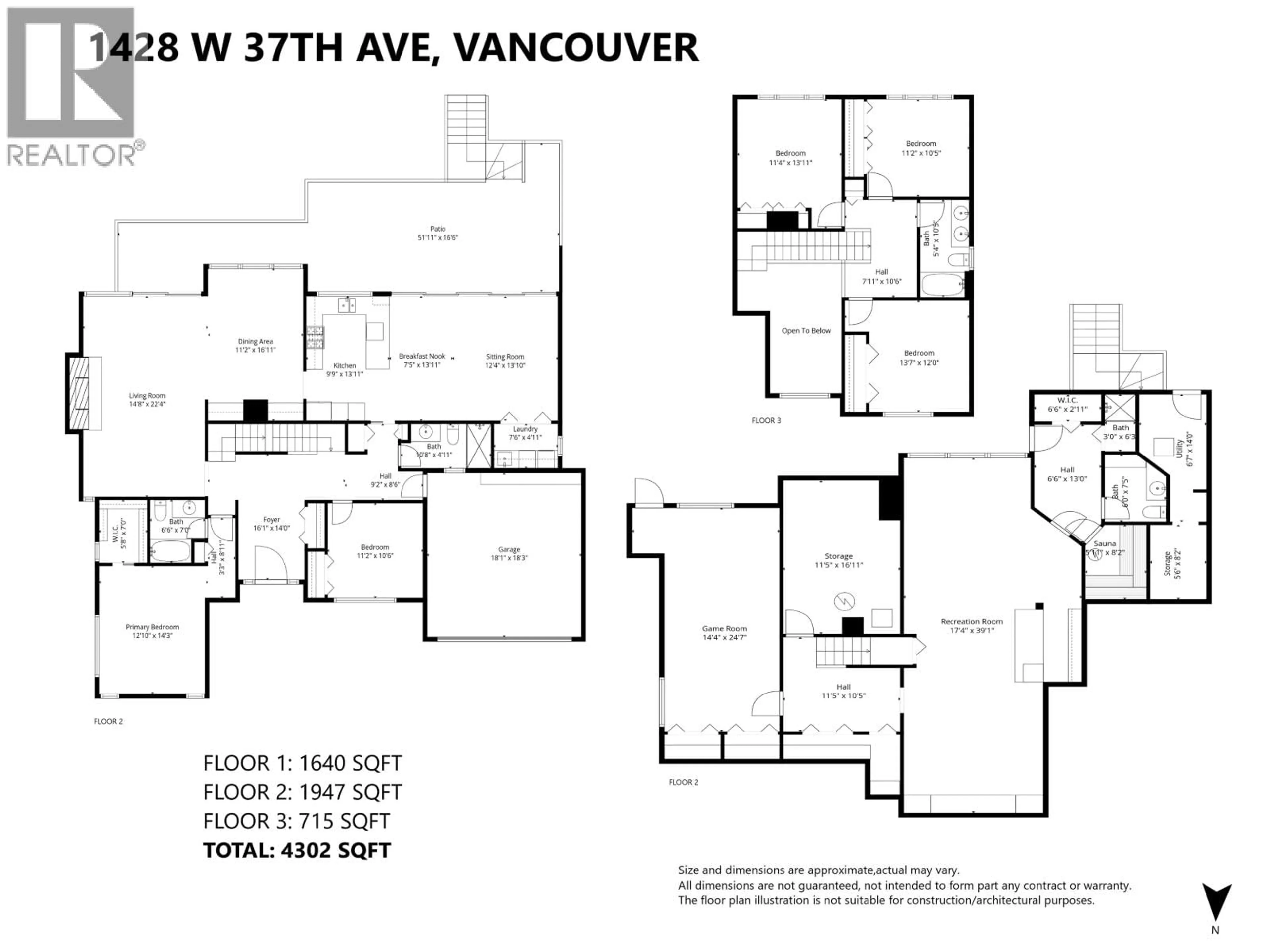 Floor plan for 1428 37TH AVENUE, Vancouver British Columbia V6M1M3