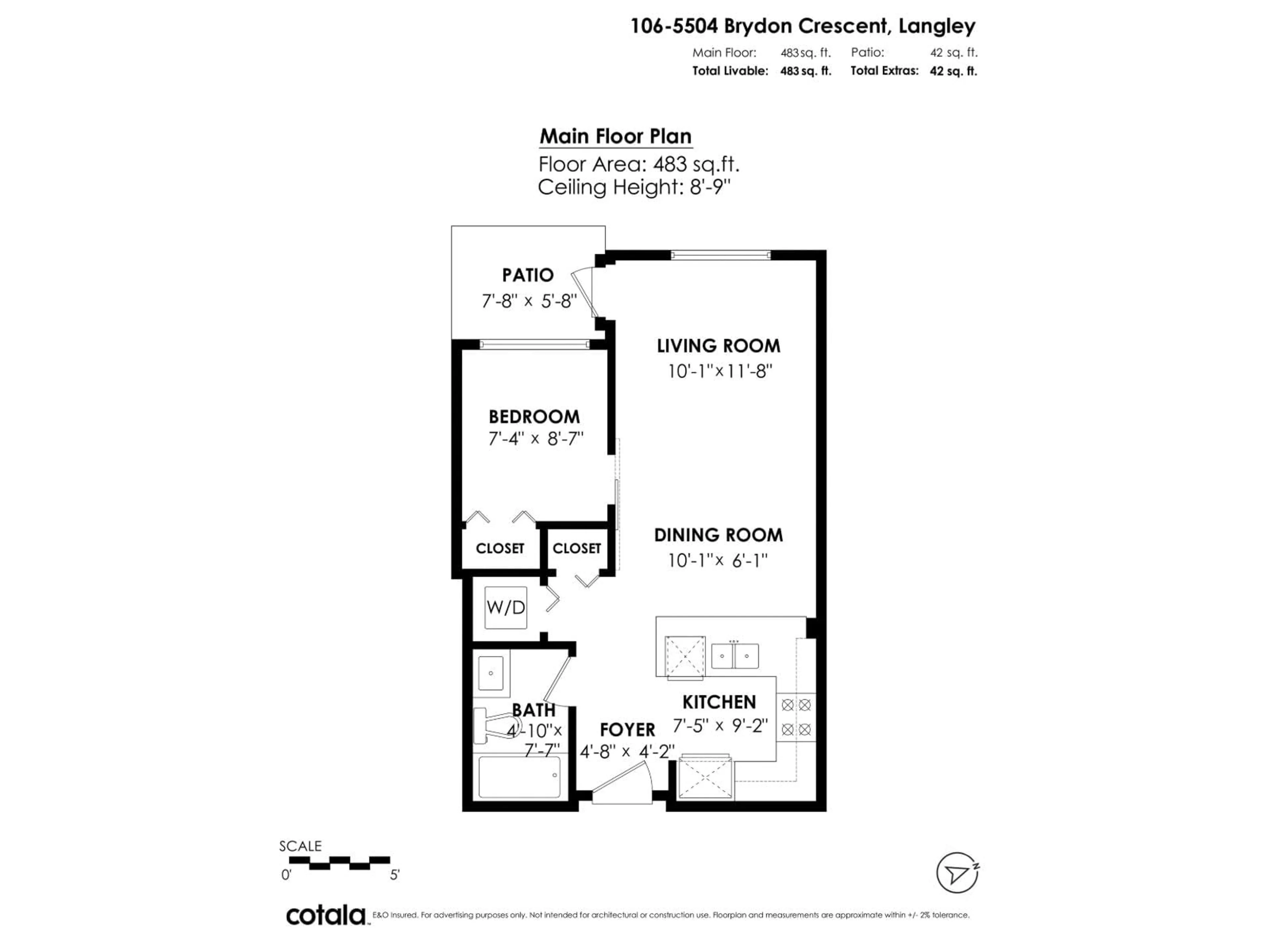 Floor plan for 106 - 5504 BRYDON, Langley British Columbia V3A0R3