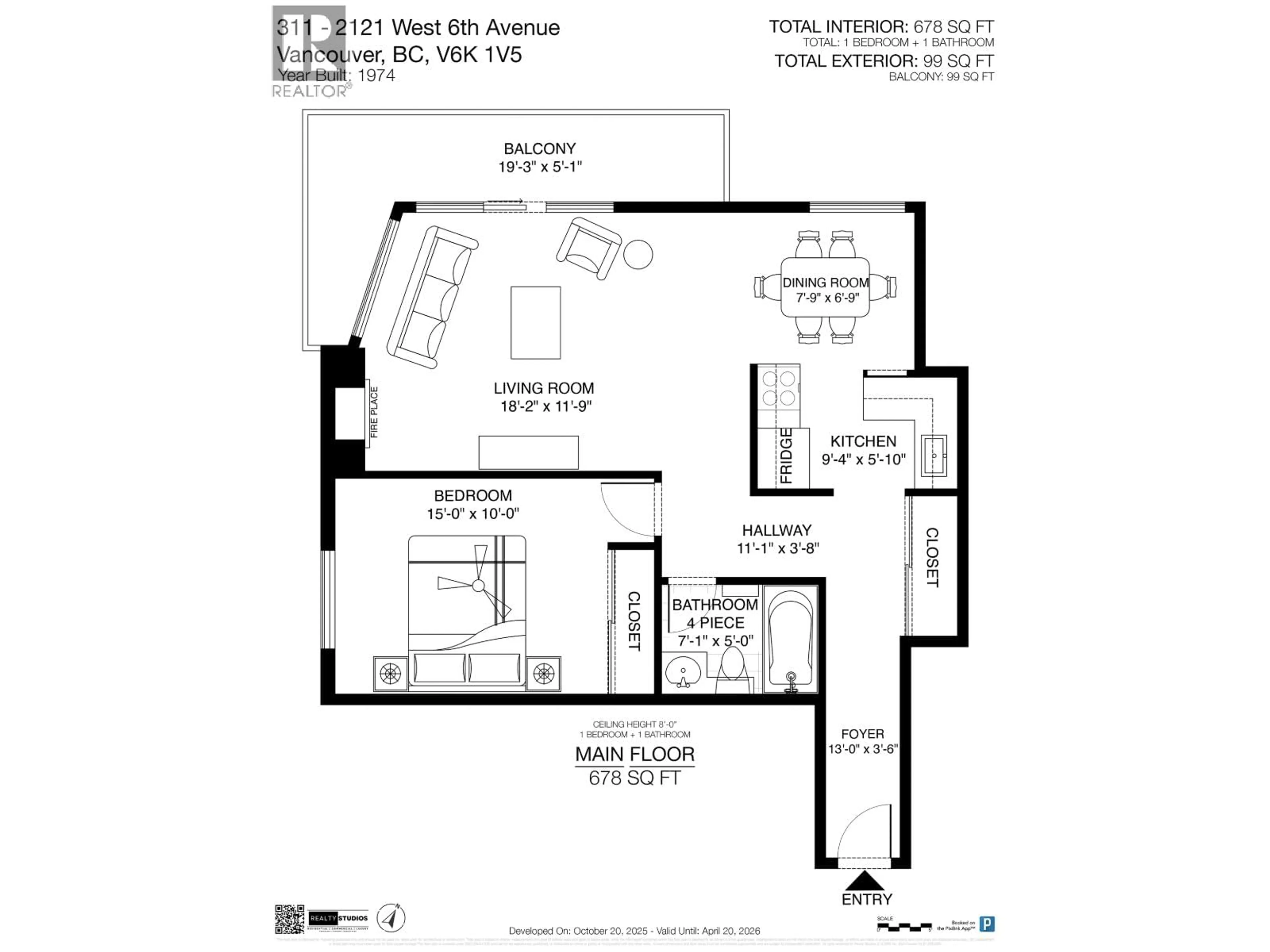 Floor plan for 311 - 2121 6TH AVENUE, Vancouver British Columbia V6K1V5