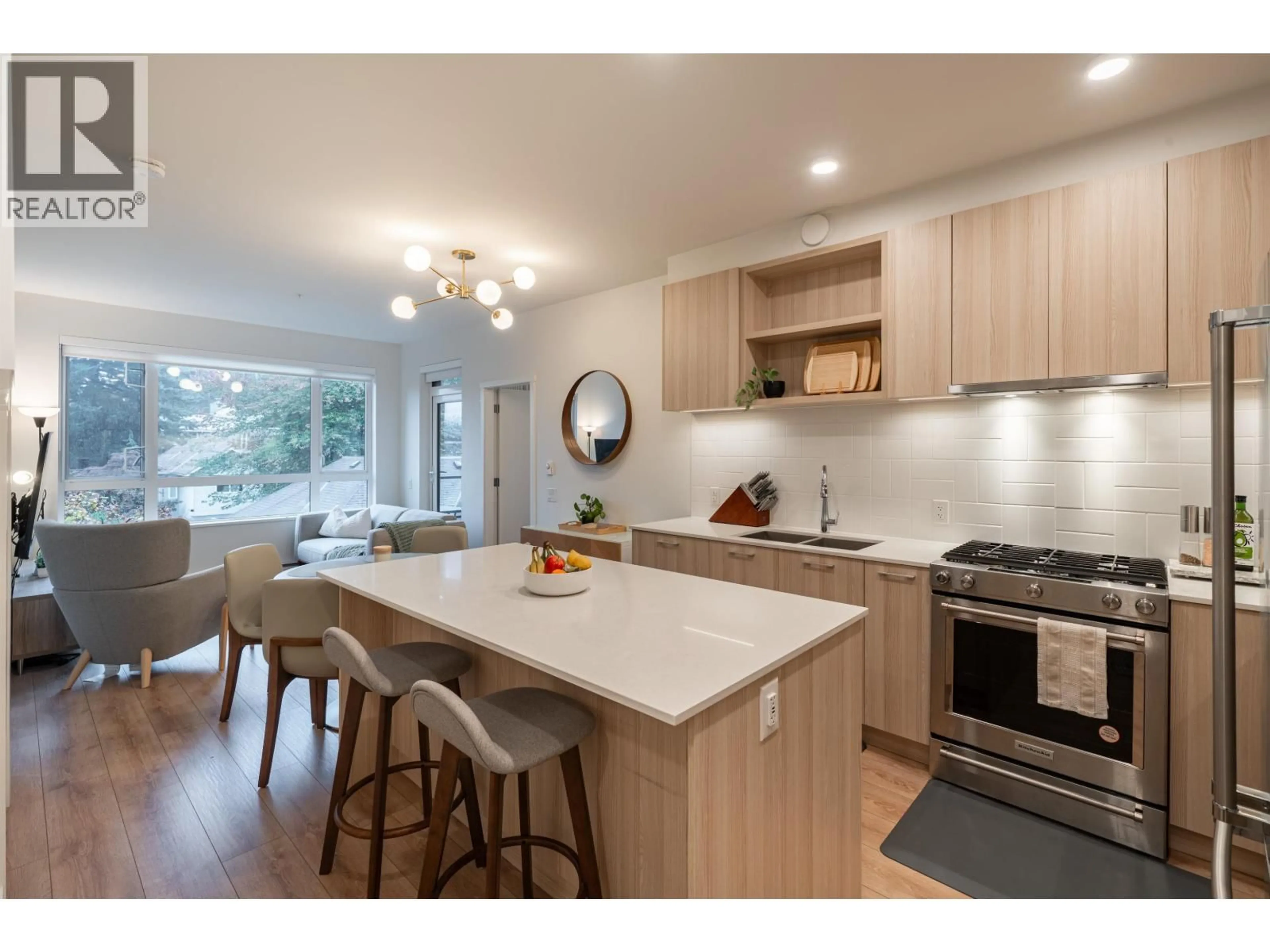 Open concept kitchen, wood/laminate floor for 310 - 741 ANSKAR COURT, Coquitlam British Columbia V3J0N3