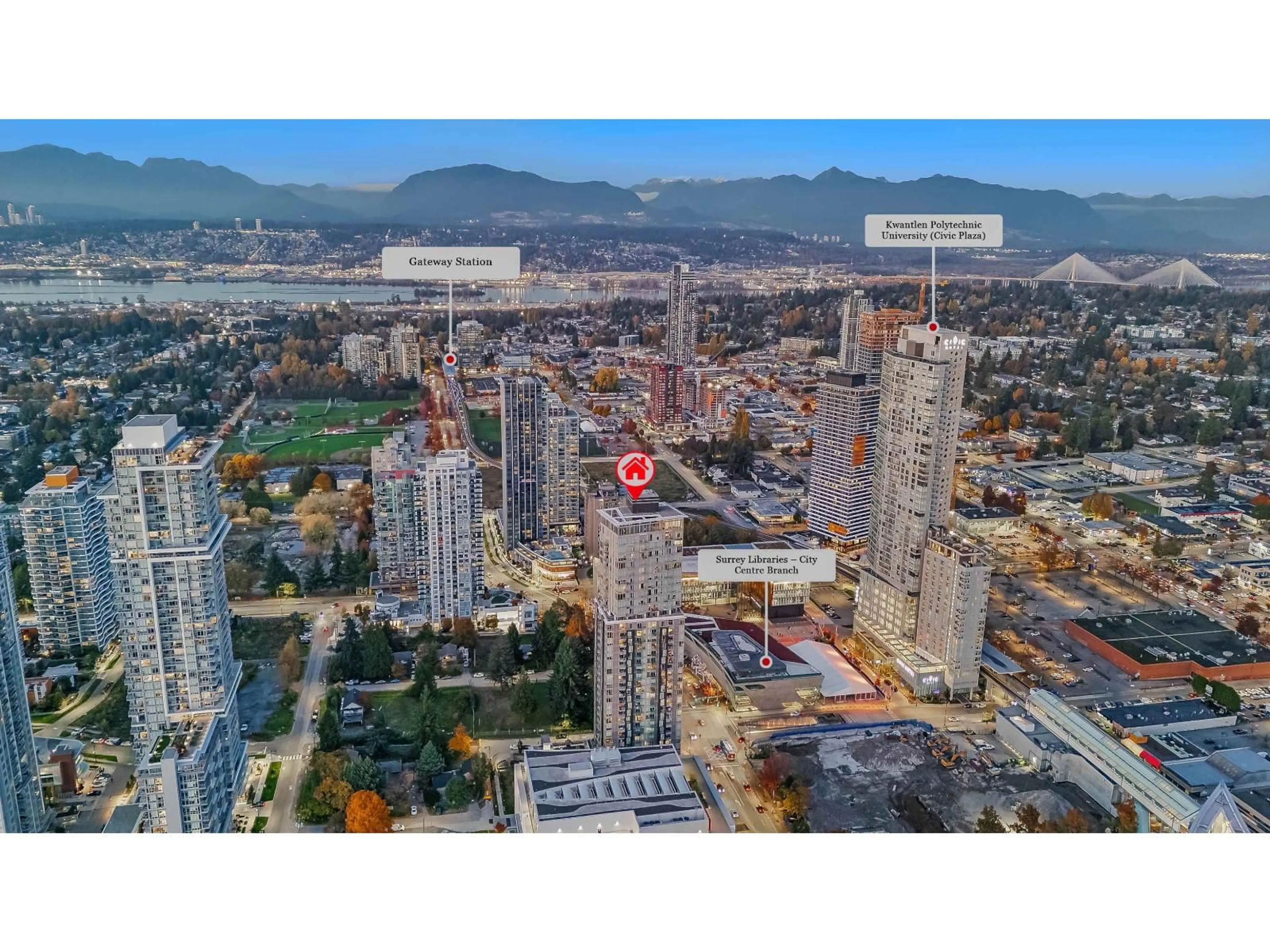A pic from outside/outdoor area/front of a property/back of a property/a pic from drone, city buildings view from balcony for 1512 - 13438 CENTRAL AVENUE, Surrey British Columbia V3T0N2