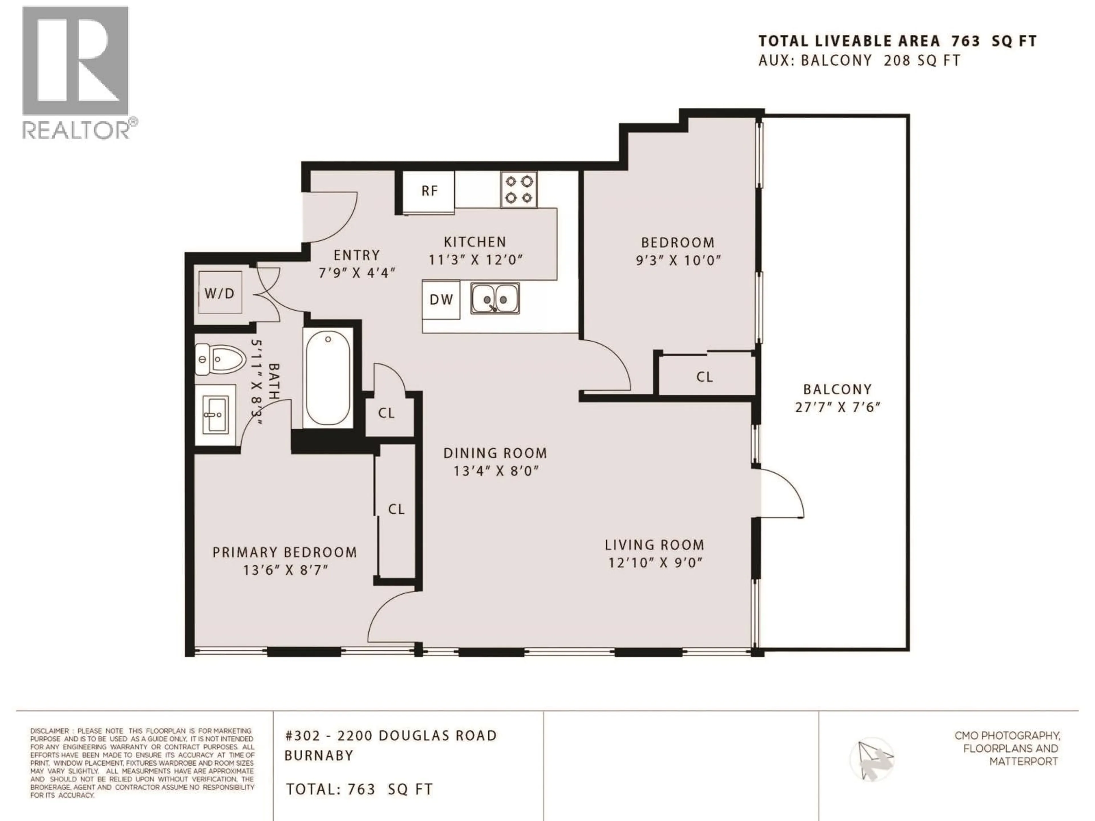 Floor plan for 302 - 2200 DOUGLAS ROAD, Burnaby British Columbia V5C0G8