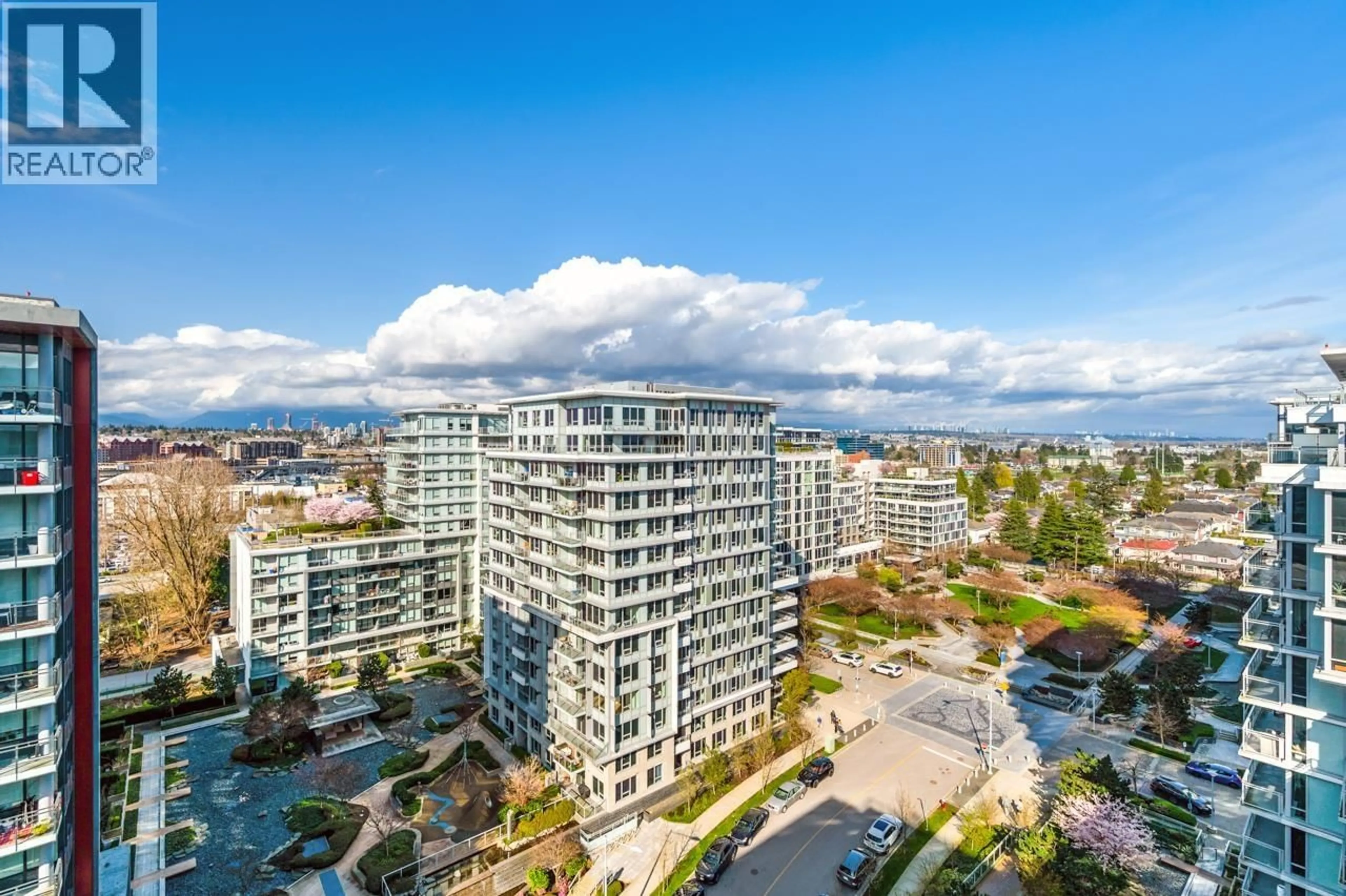 A pic from outside/outdoor area/front of a property/back of a property/a pic from drone, city buildings view from balcony for 1803 - 8800 HAZELBRIDGE WAY, Richmond British Columbia V6X0S3