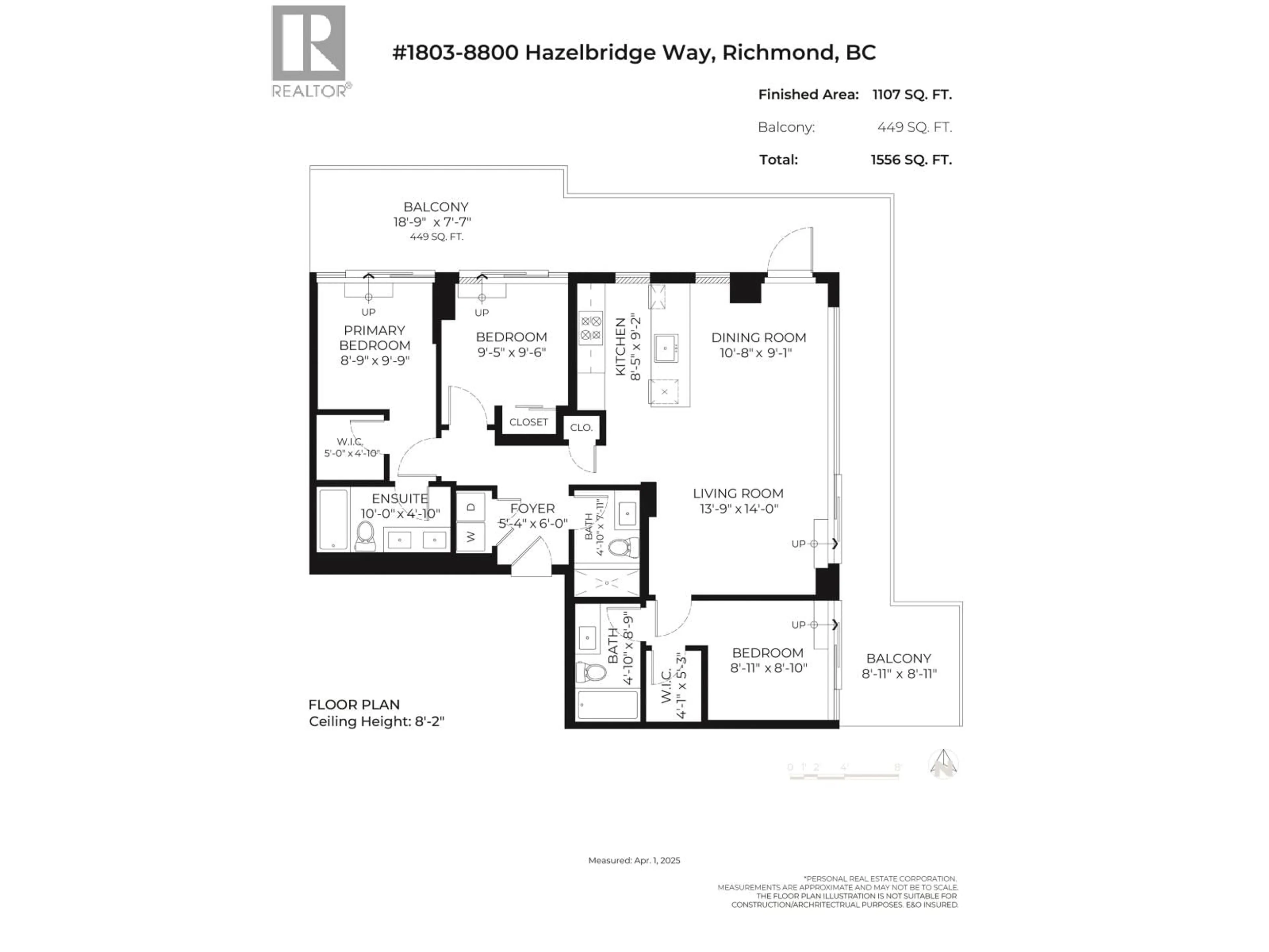 Floor plan for 1803 - 8800 HAZELBRIDGE WAY, Richmond British Columbia V6X0S3
