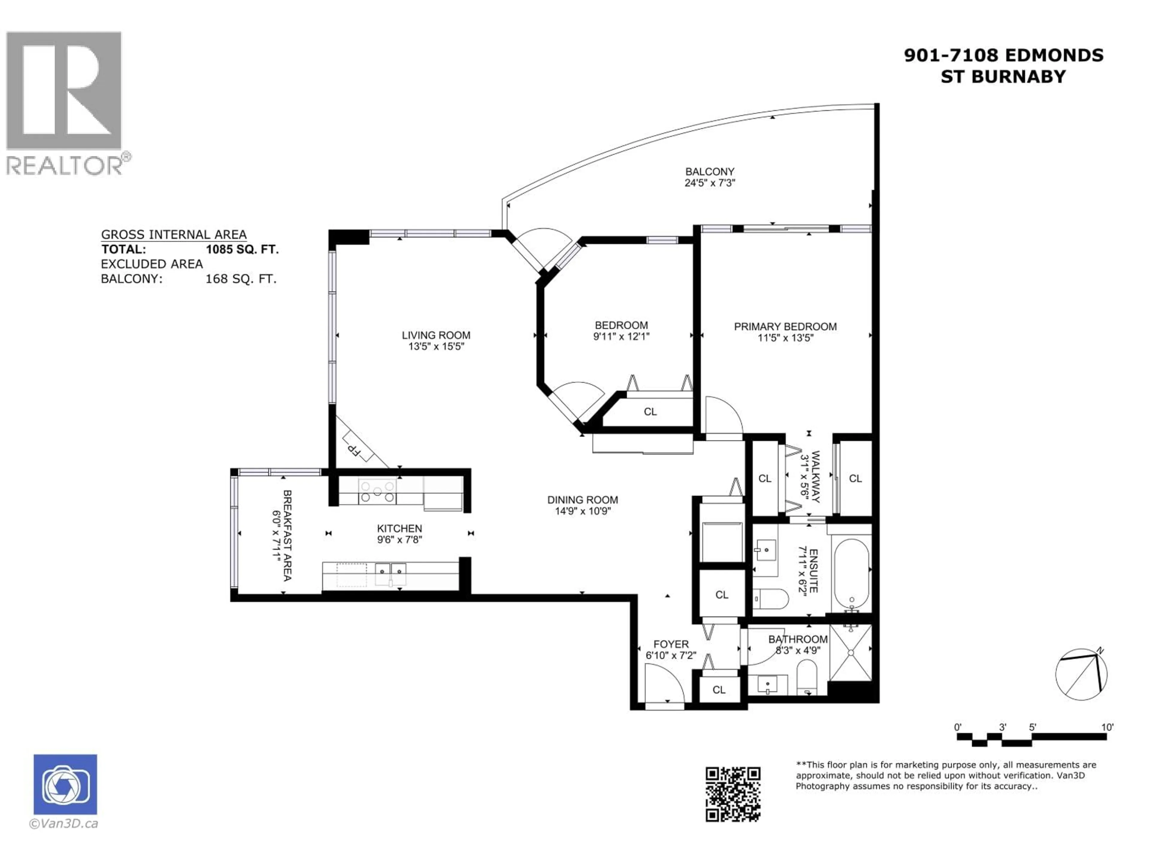 Floor plan for 901 - 7108 EDMONDS STREET, Burnaby British Columbia V3N4X9