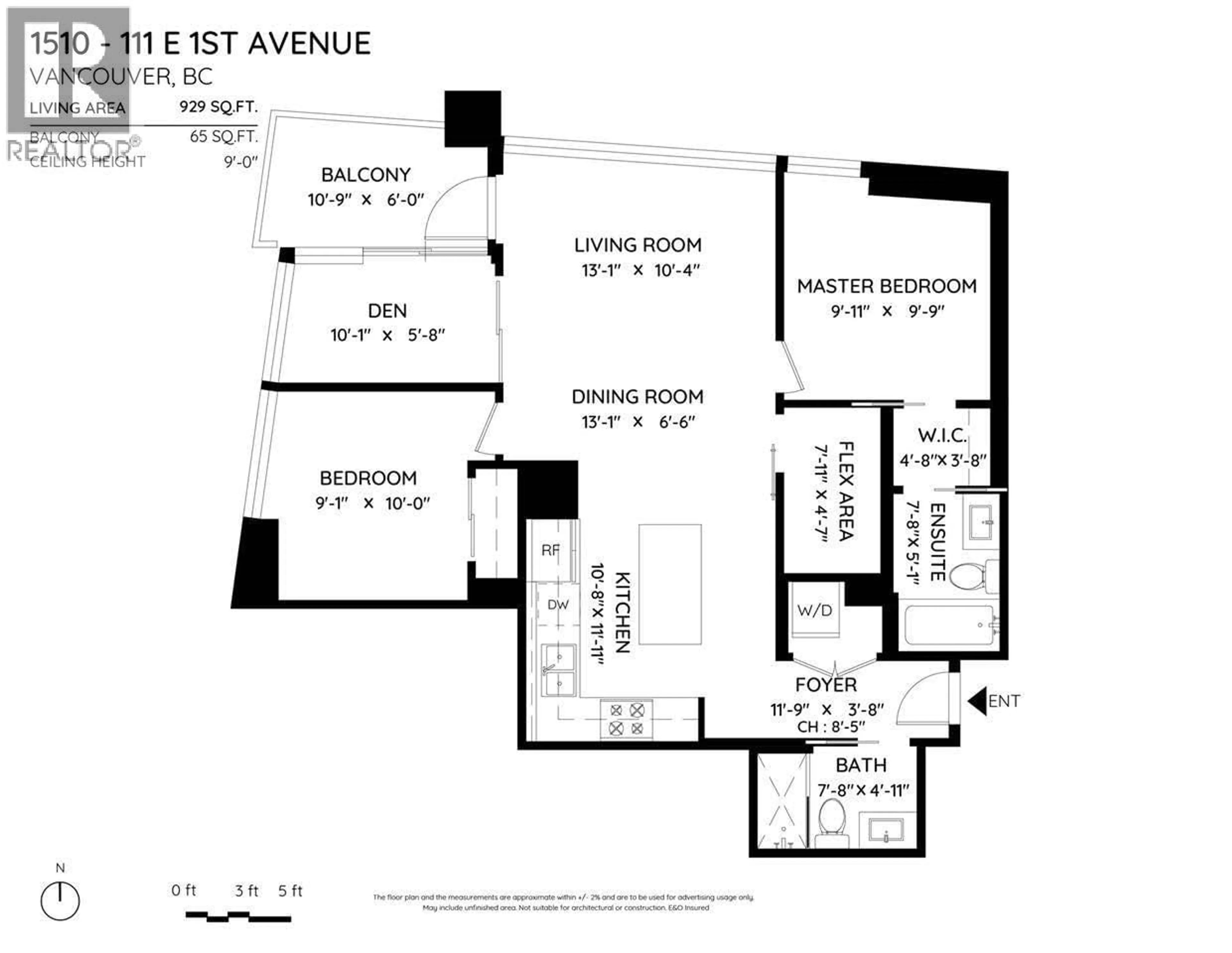 Floor plan for 1510 - 111 1ST AVENUE, Vancouver British Columbia V6A0E9