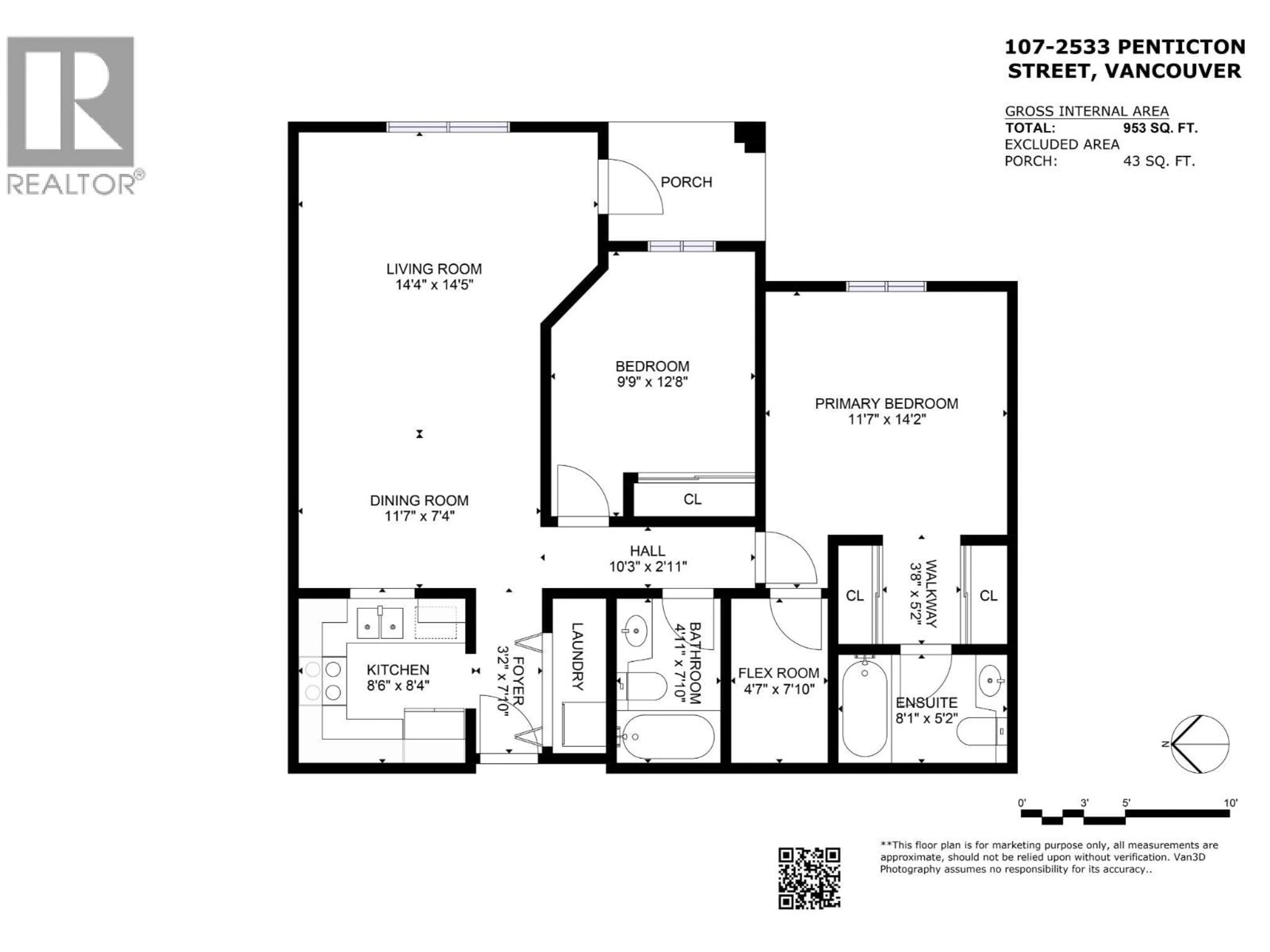 Floor plan for 107 - 2533 PENTICTON STREET, Vancouver British Columbia V5M4T8