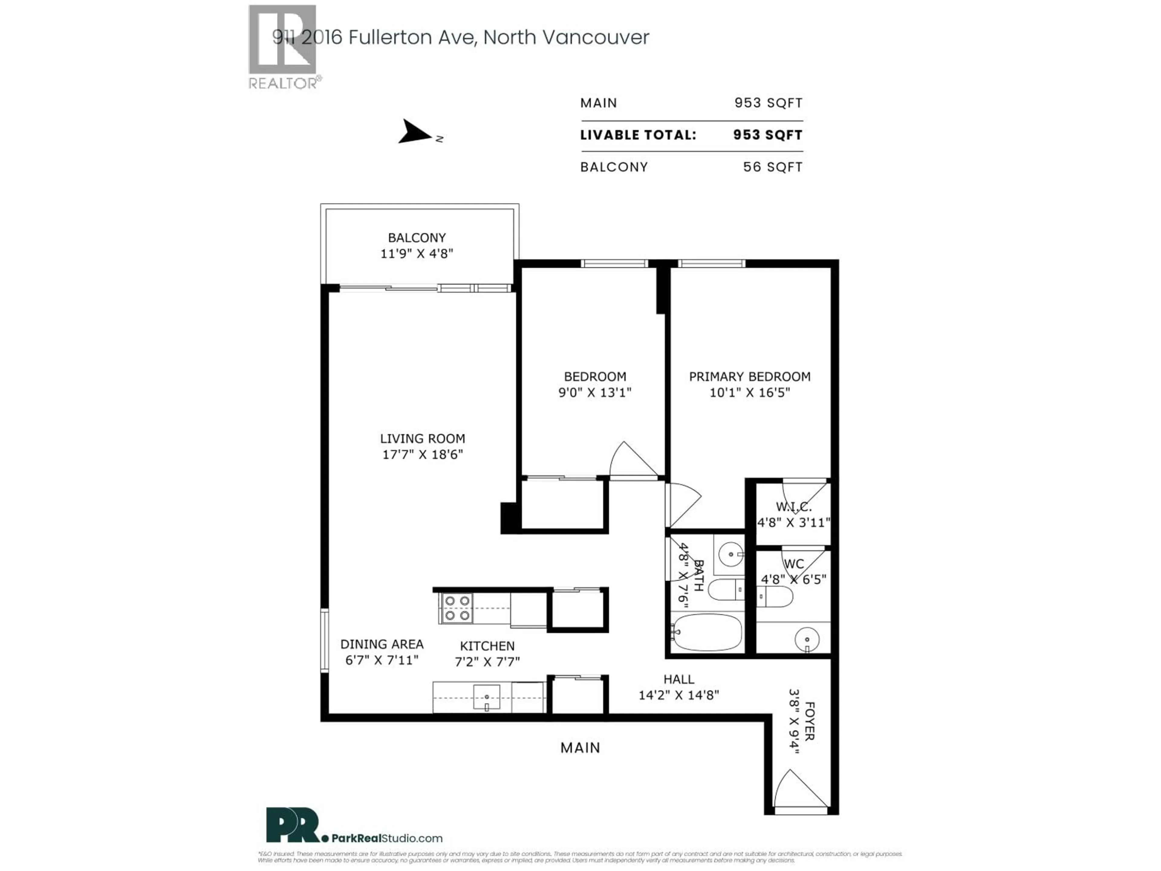 Floor plan for 911 - 2016 FULLERTON AVENUE, North Vancouver British Columbia V7P3E6